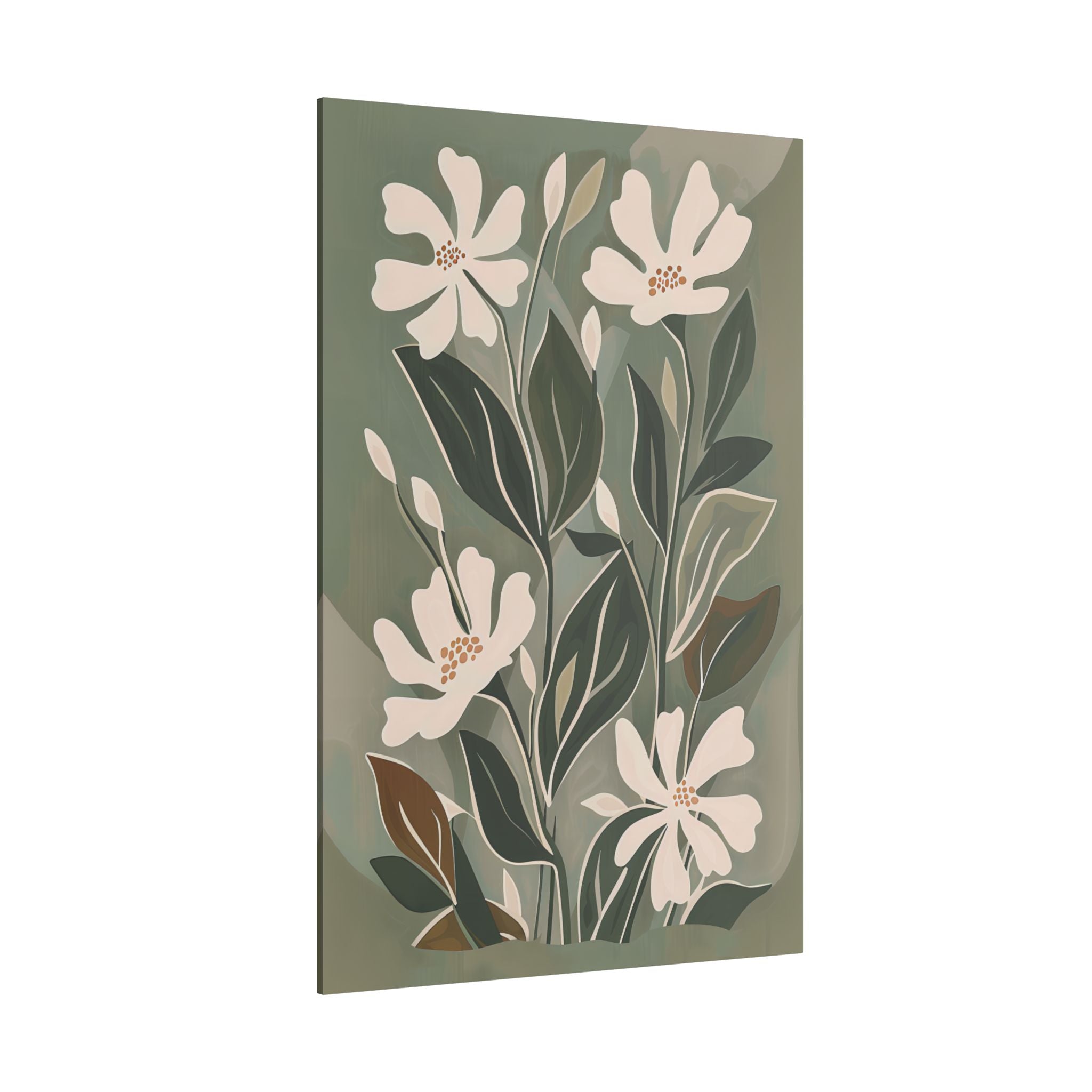 .75" Matte Canvas - Cream Blooms on Sage Leaves