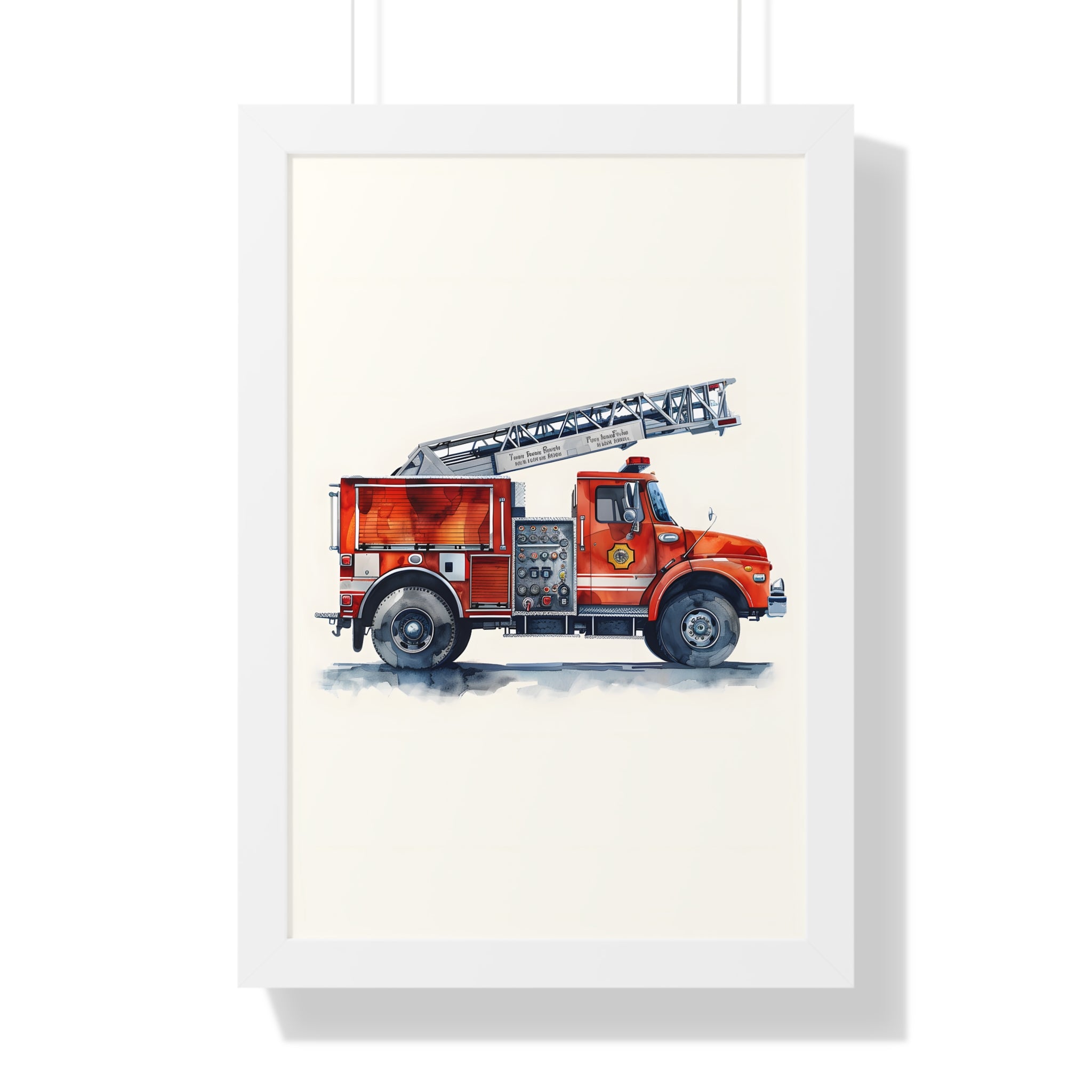 Framed Paper Print - Ladder Firetruck Nursery