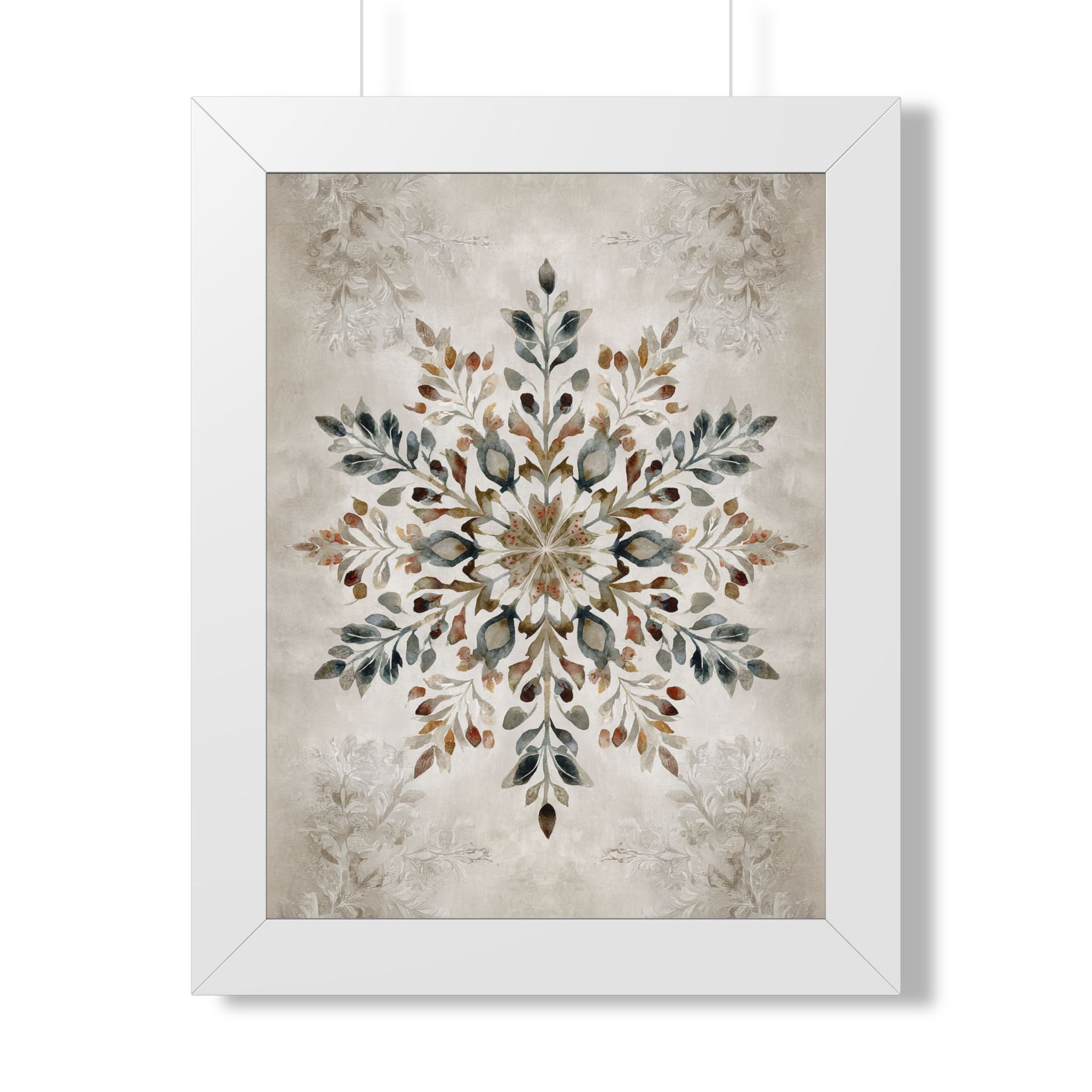 Framed Paper Print - Nordic Botanical Snowflake