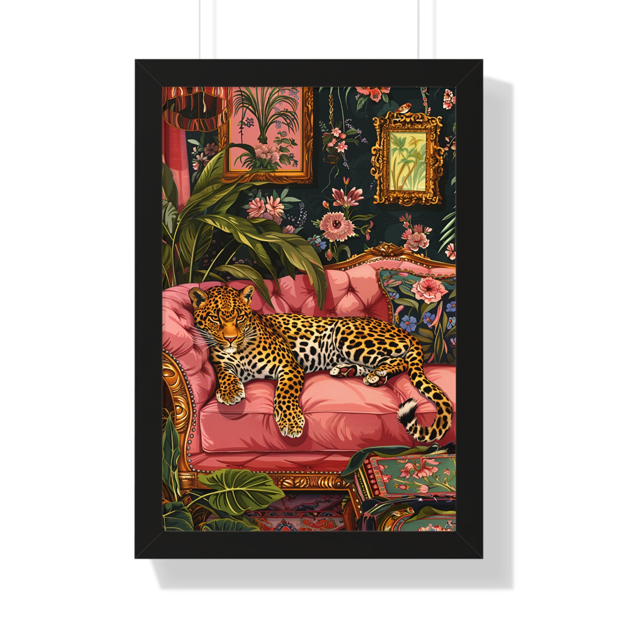 Framed Paper Print - Leopard Lounge in Bloom