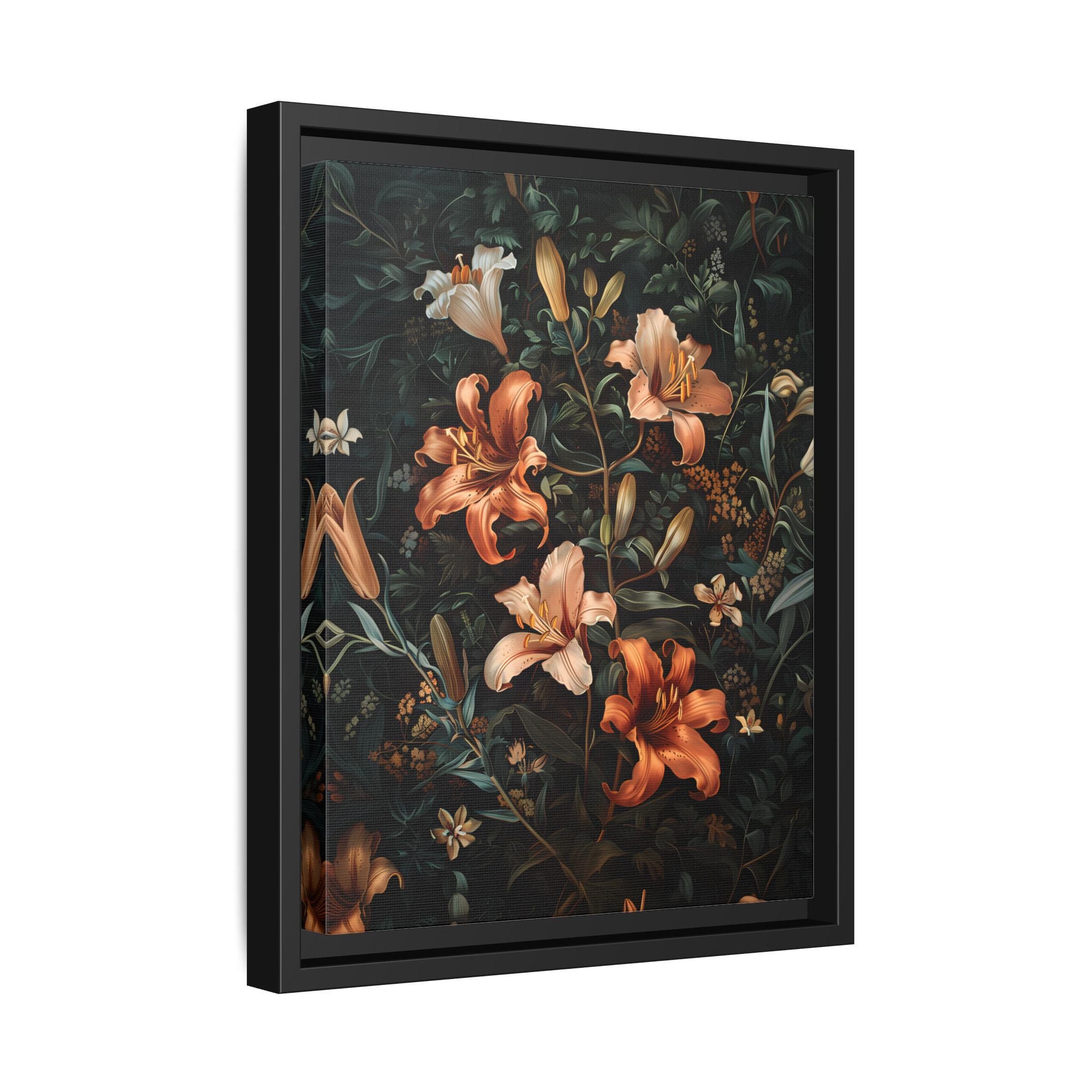 Framed Canvas - Elegant Blooming Lilies