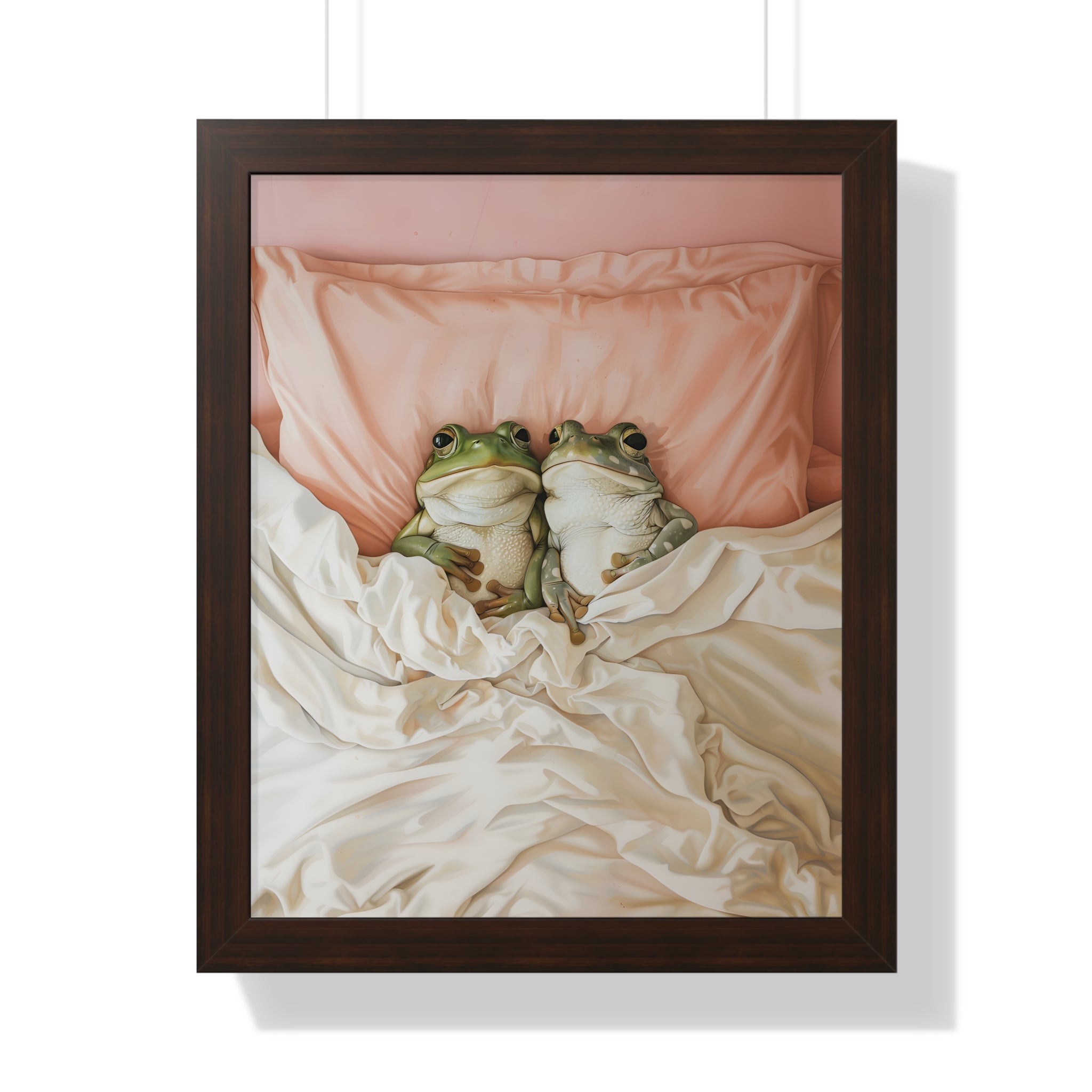 Framed Paper Print - Cozy Frogs Romantic Bliss
