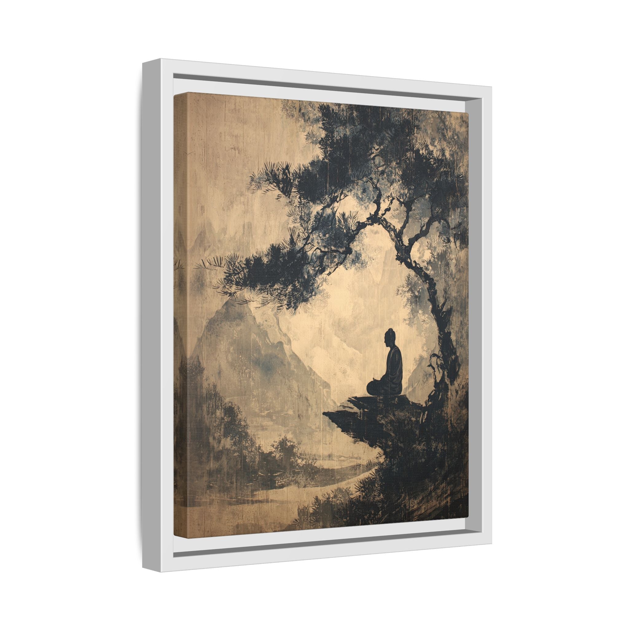 Framed Canvas - Mountain Tree Zen Silence