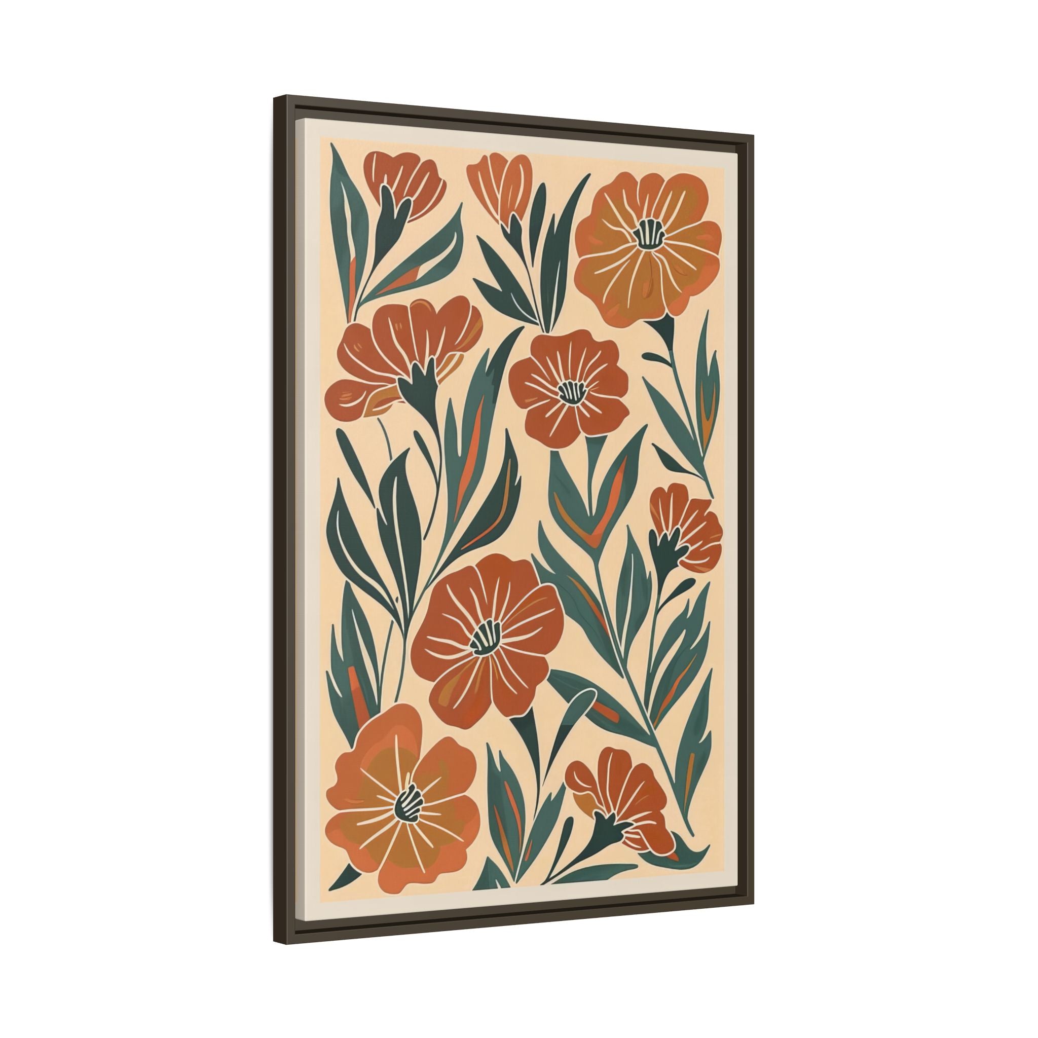 Framed Canvas - Burnt Orange Boho Blossoms