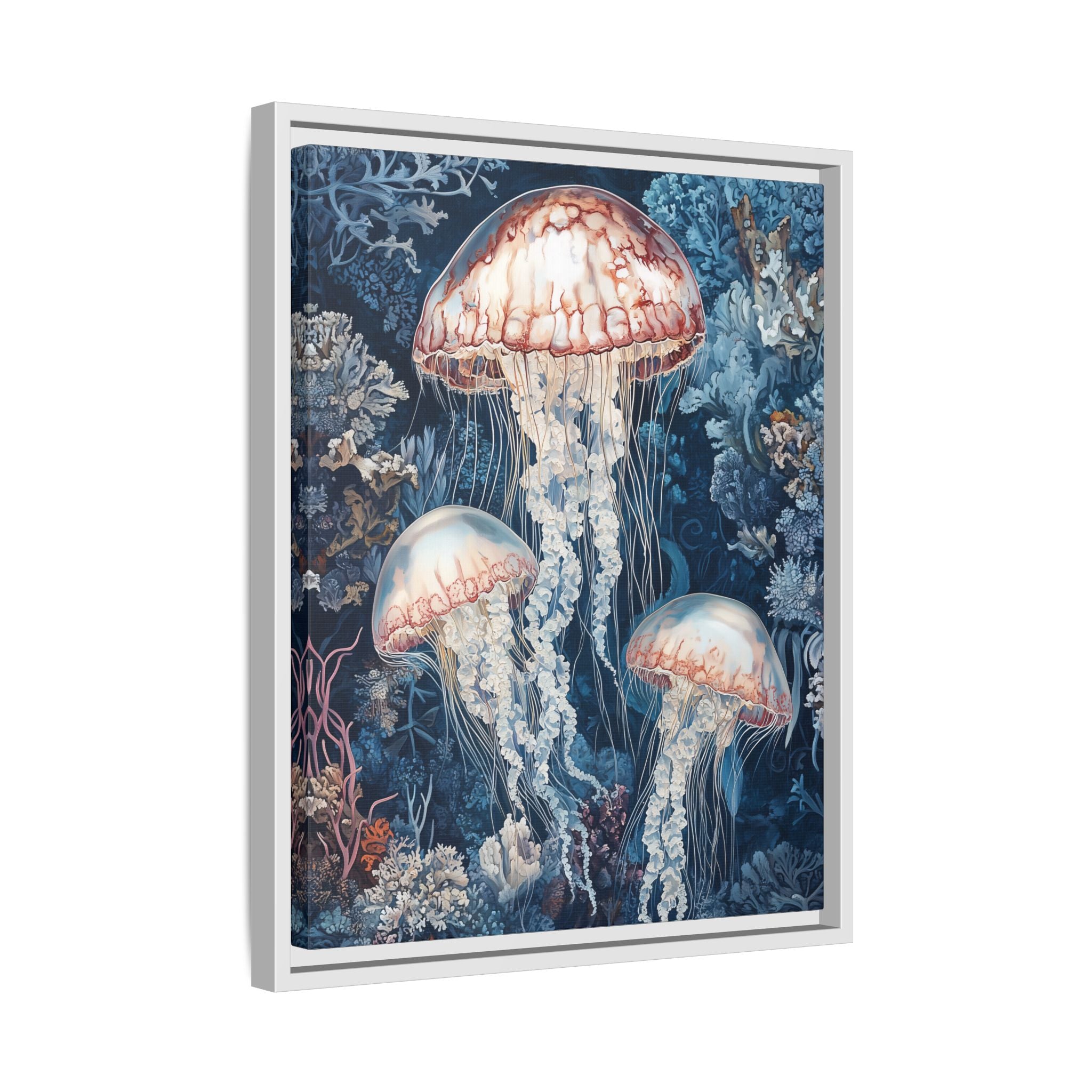 Framed Canvas - Ethereal Ocean Jellyfish