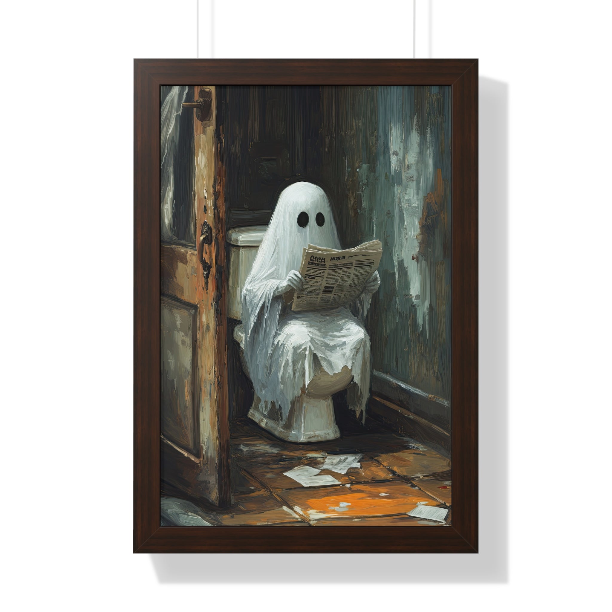 Framed Paper Print - Ghostly Bathroom Break
