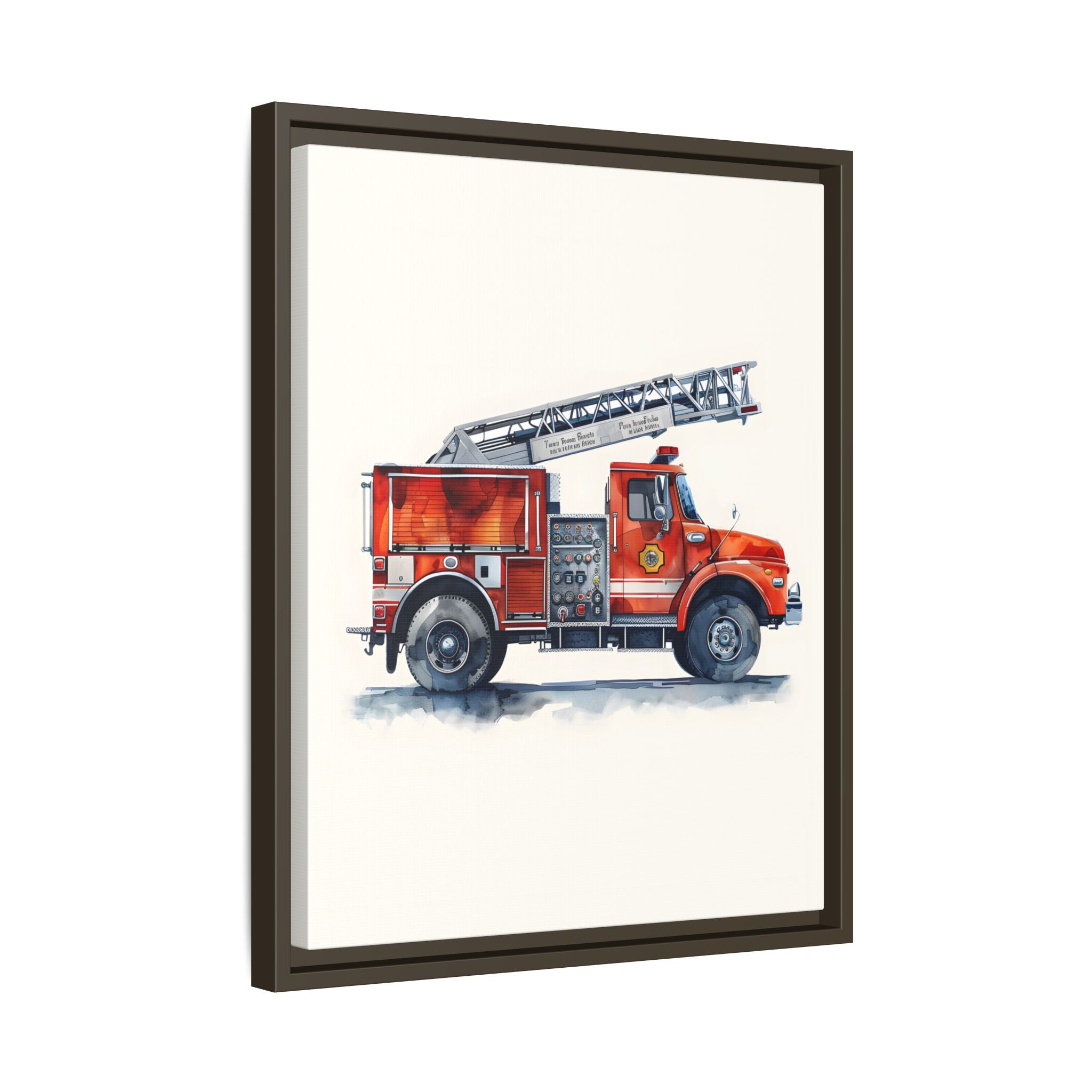 Framed Canvas - Ladder Firetruck Nursery