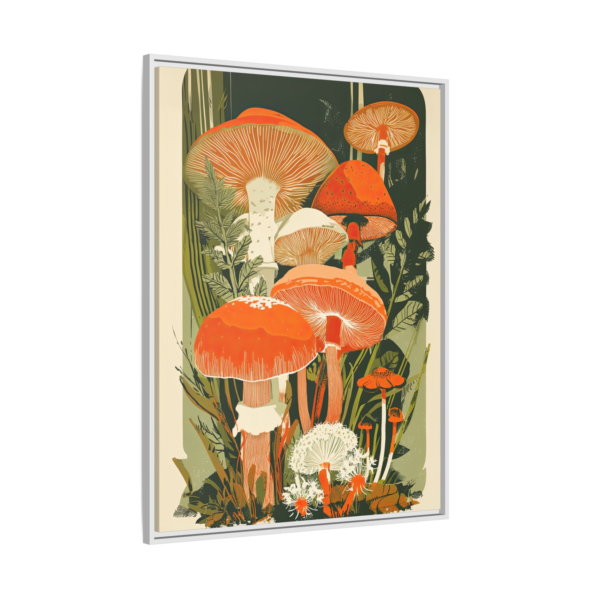 Framed Canvas - Groovy Woodland Mushrooms