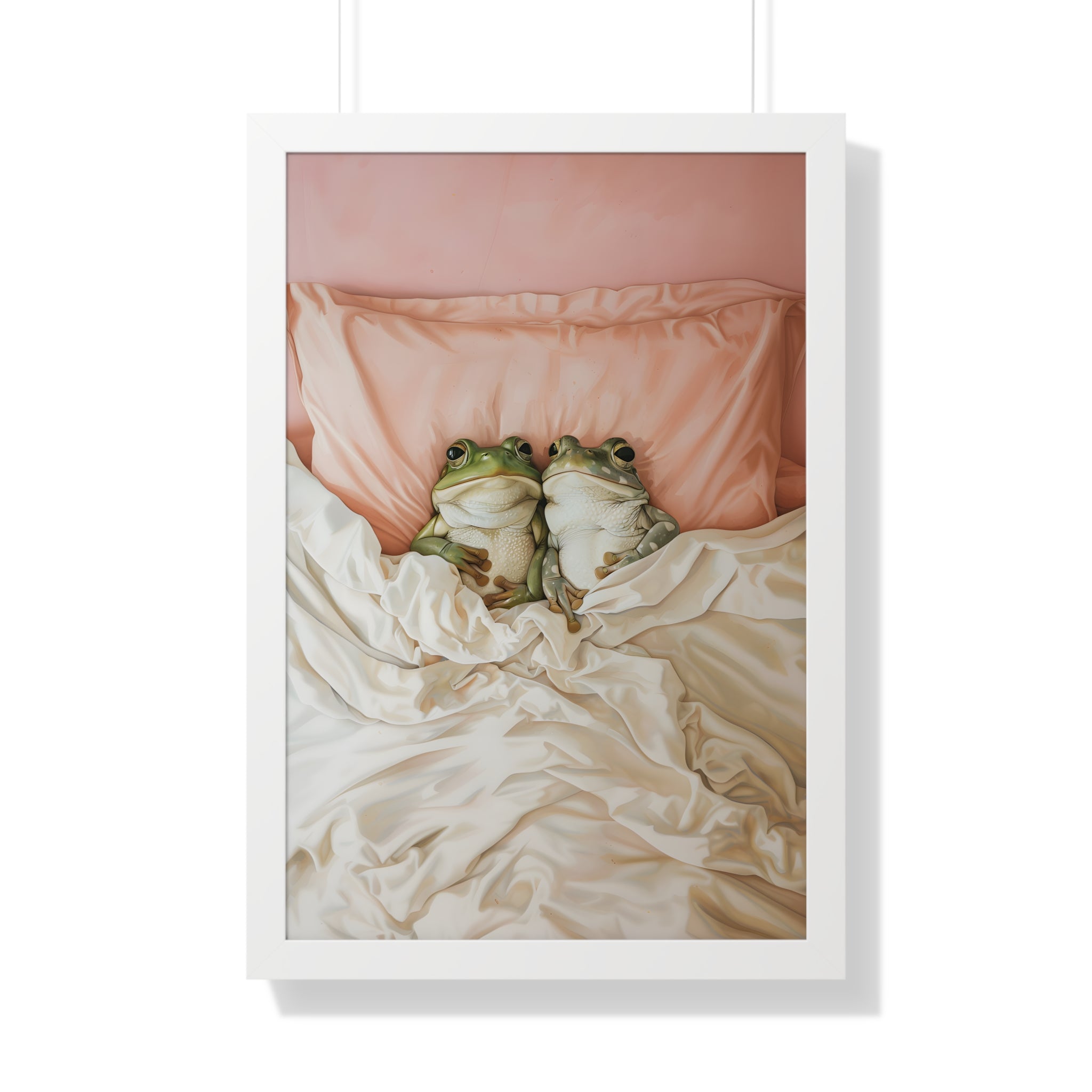 Framed Paper Print - Cozy Frogs Romantic Bliss