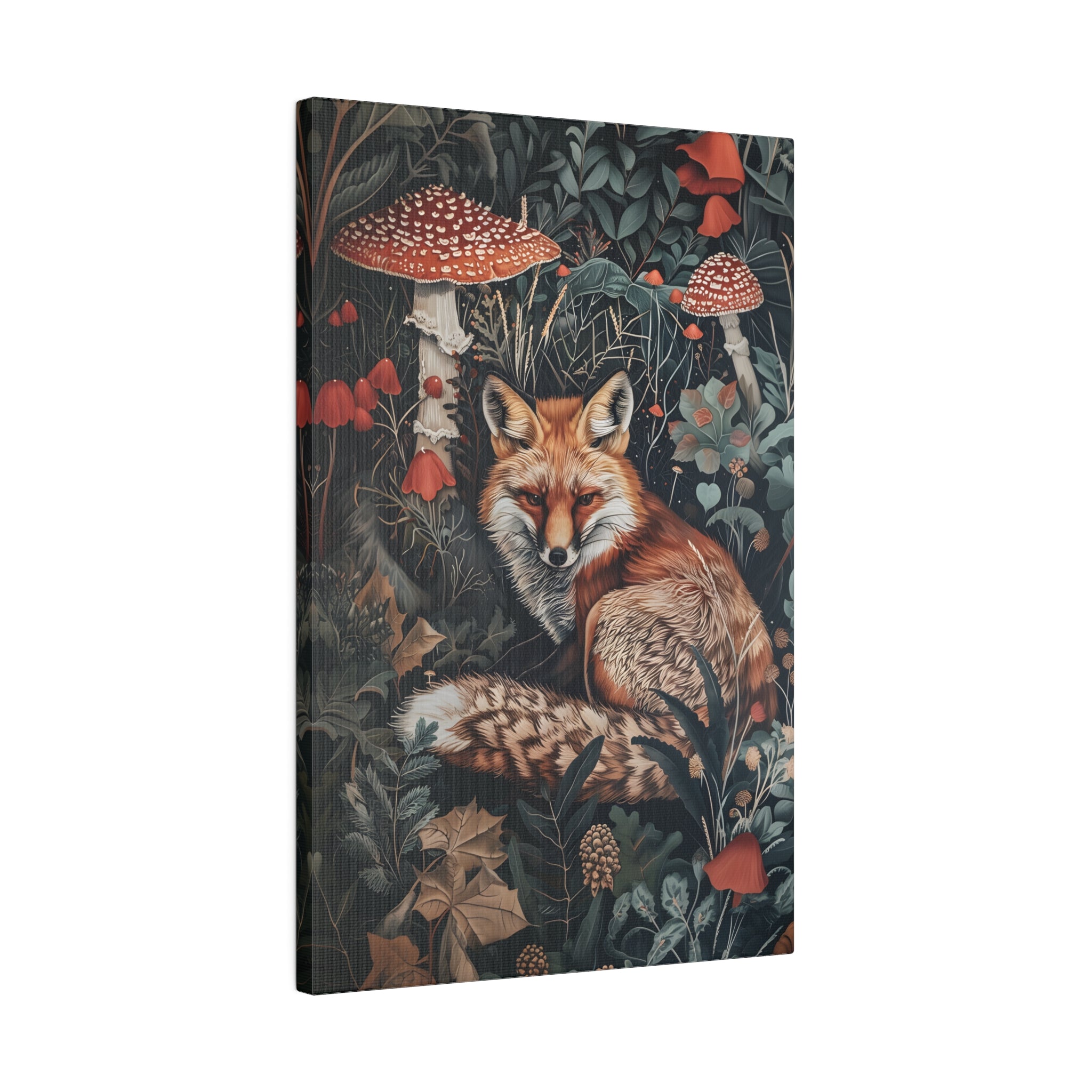 .75" Matte Canvas - Forest Fox with Mushrooms