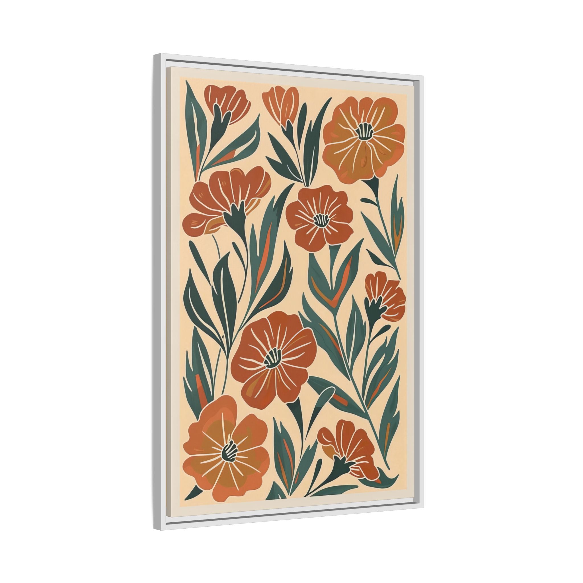 Framed Canvas - Burnt Orange Boho Blossoms