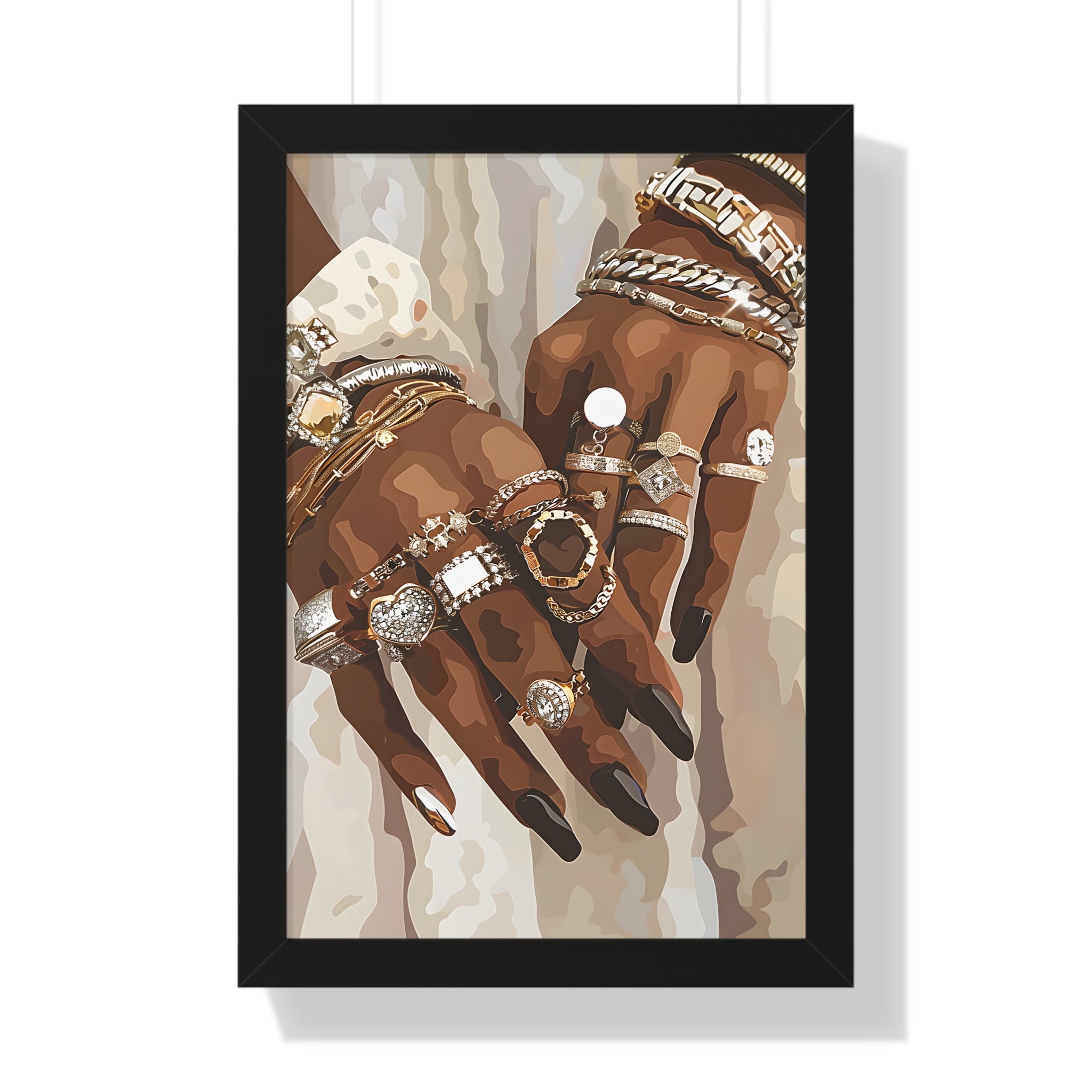 Framed Paper Print - Layered Luxe Jewelry Hands
