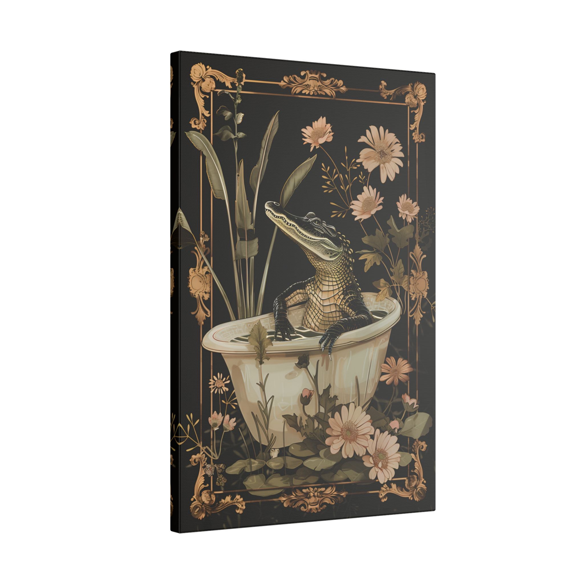 .75" Matte Canvas - Crocodile in Bloom Bath Bliss