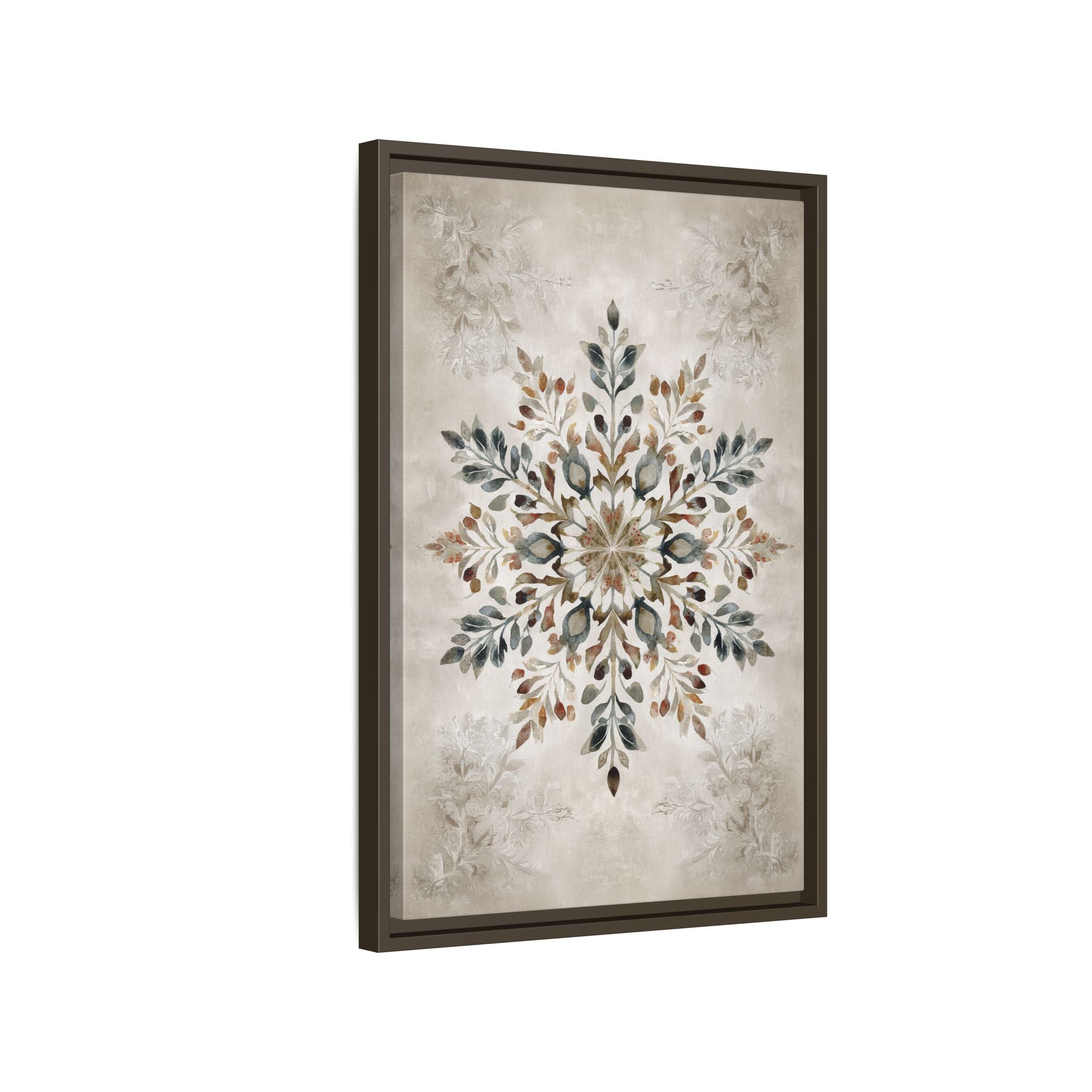 Framed Canvas - Nordic Botanical Snowflake