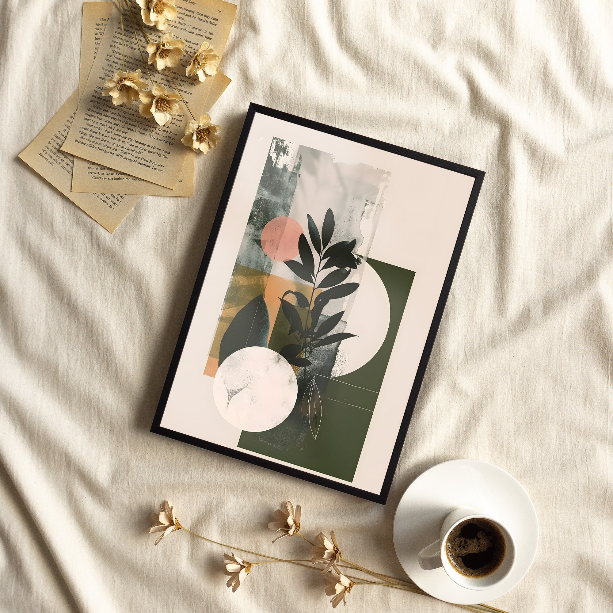 Framed Paper Print - Earthy Geometric Botanicals
