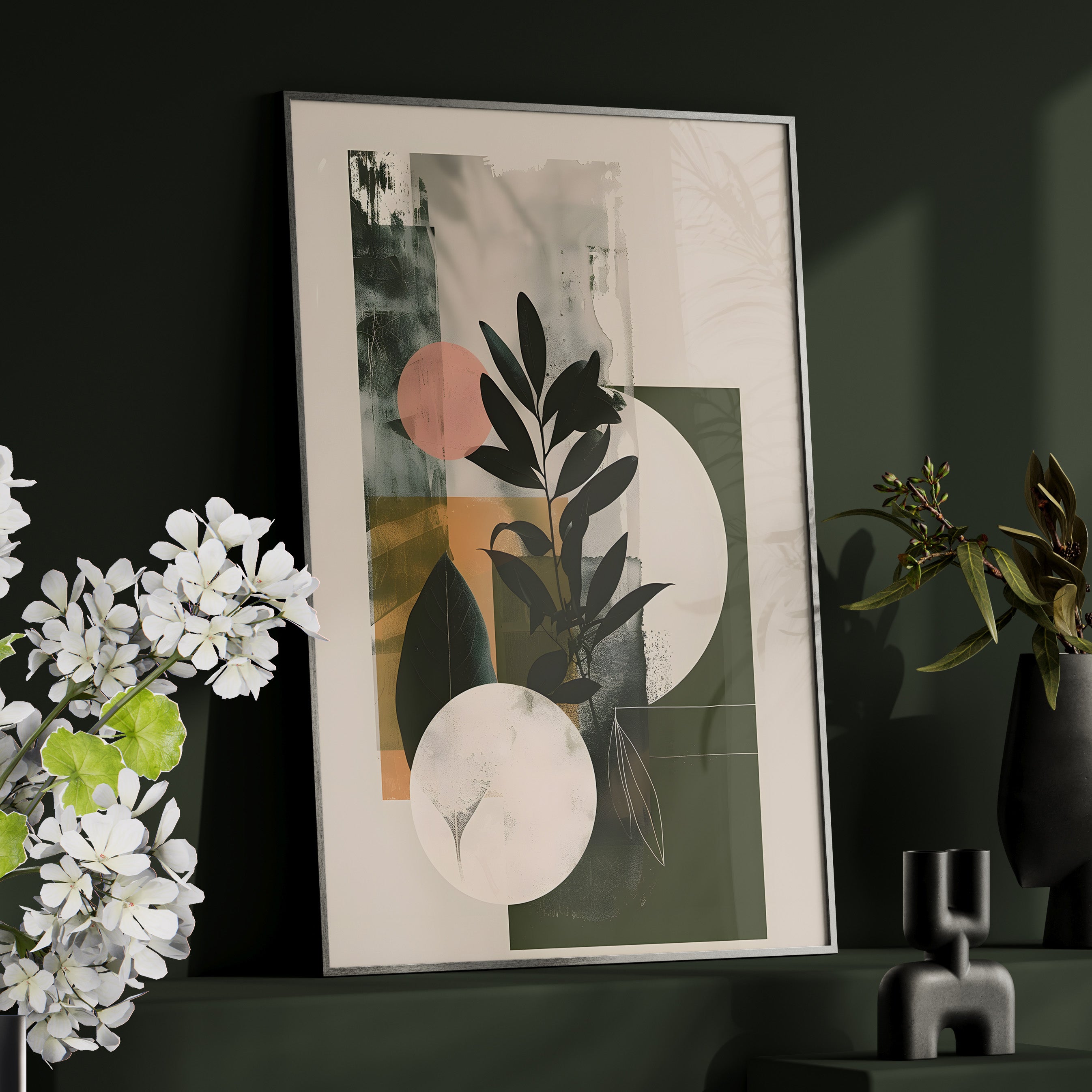 Framed Paper Print - Earthy Geometric Botanicals