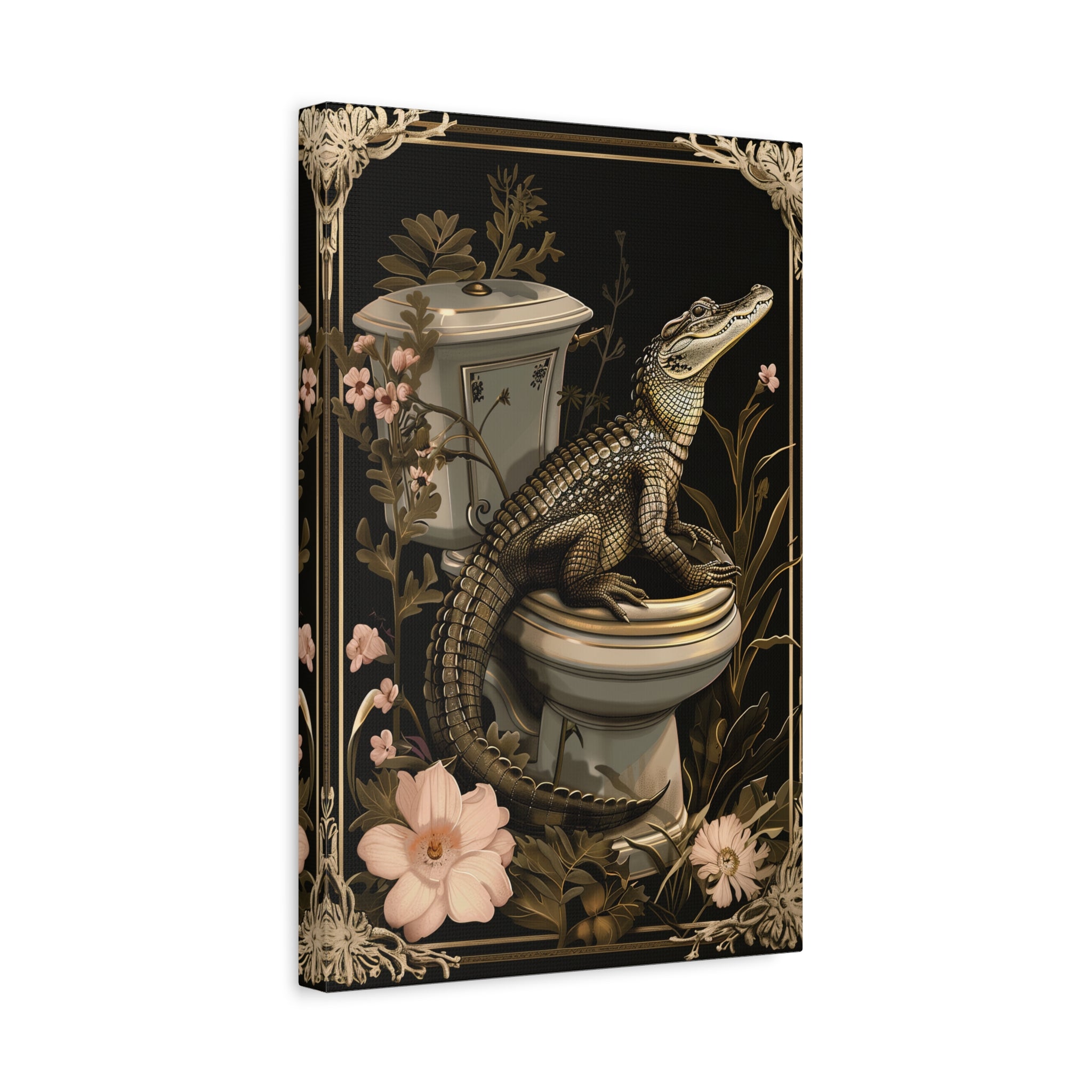 1.25" Matte Canvas - Toilet Gator Floral Surprise