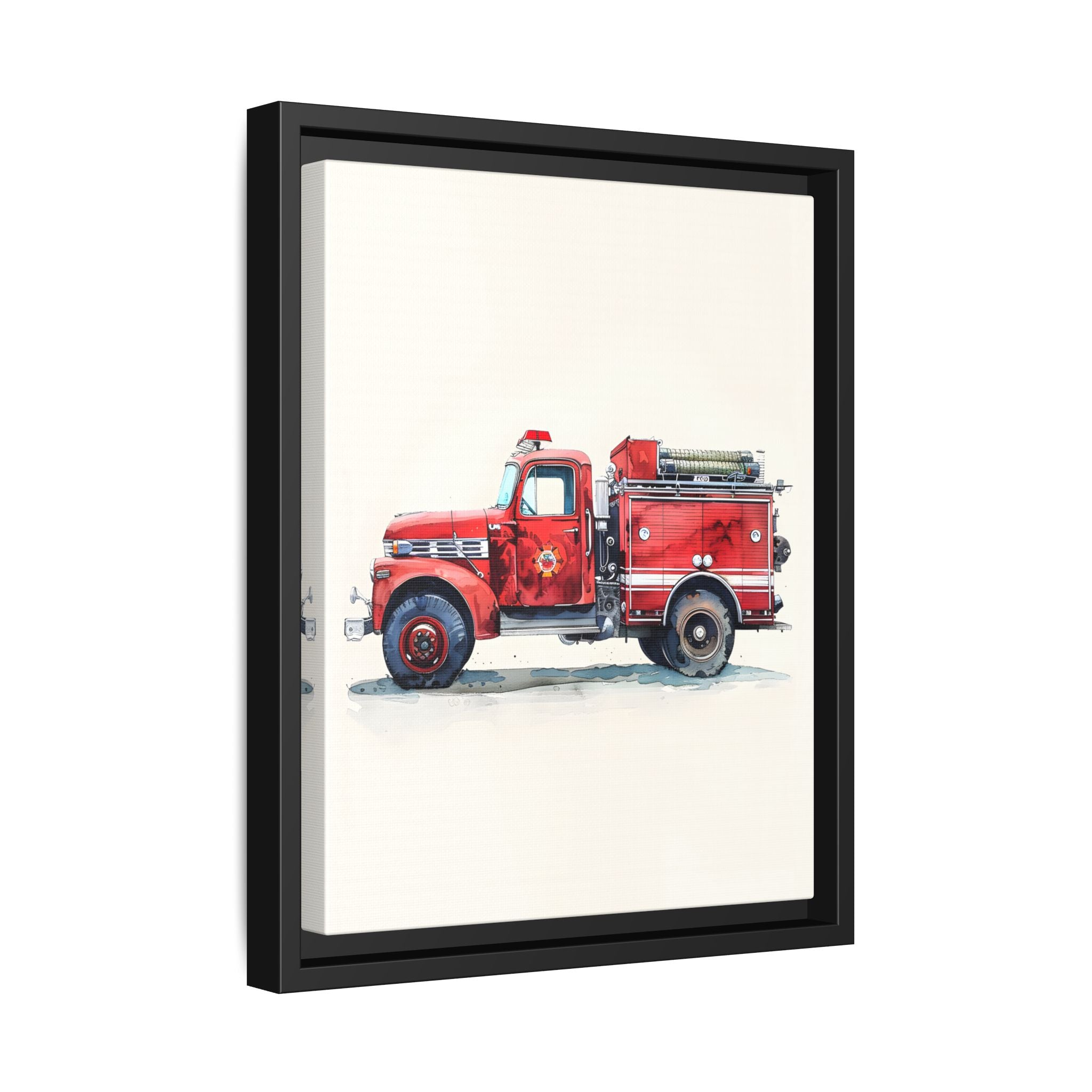 Framed Canvas - Vintage Firetruck Nursery