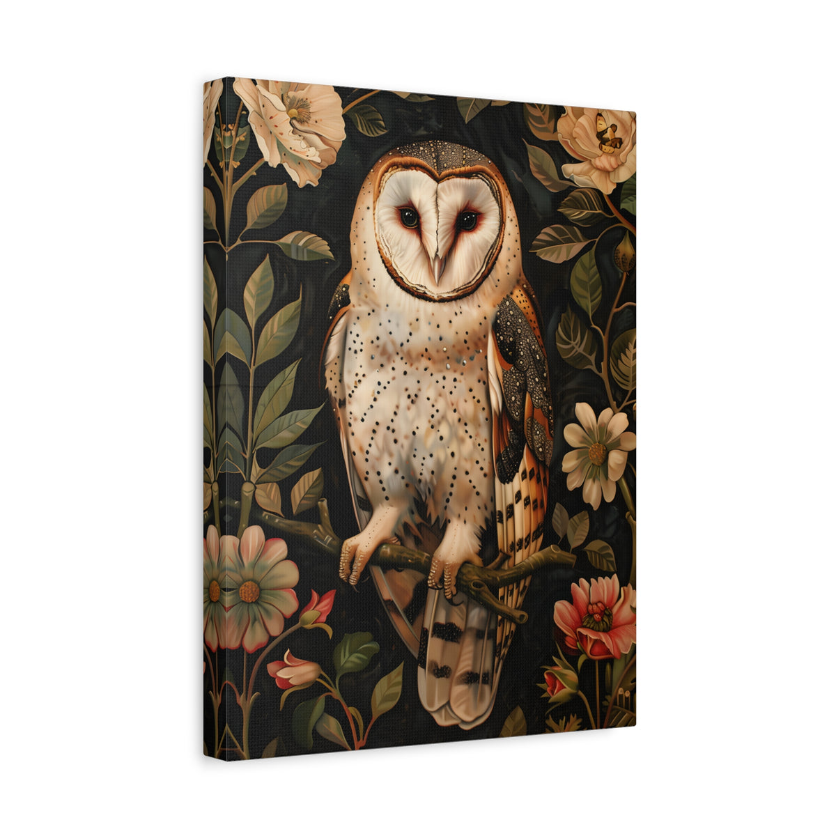 1.25" Matte Canvas - Nocturnal Bloom Owl