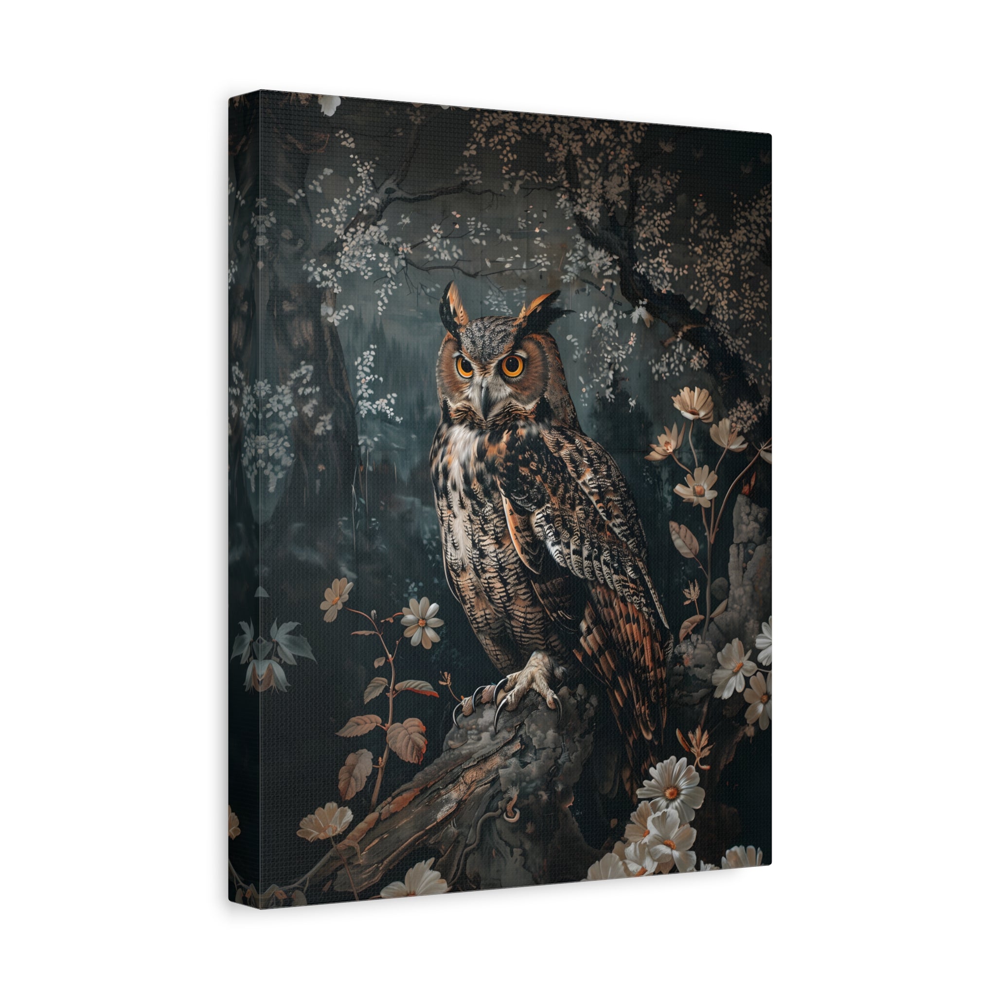 1.25" Matte Canvas - Midnight Watchful Owl