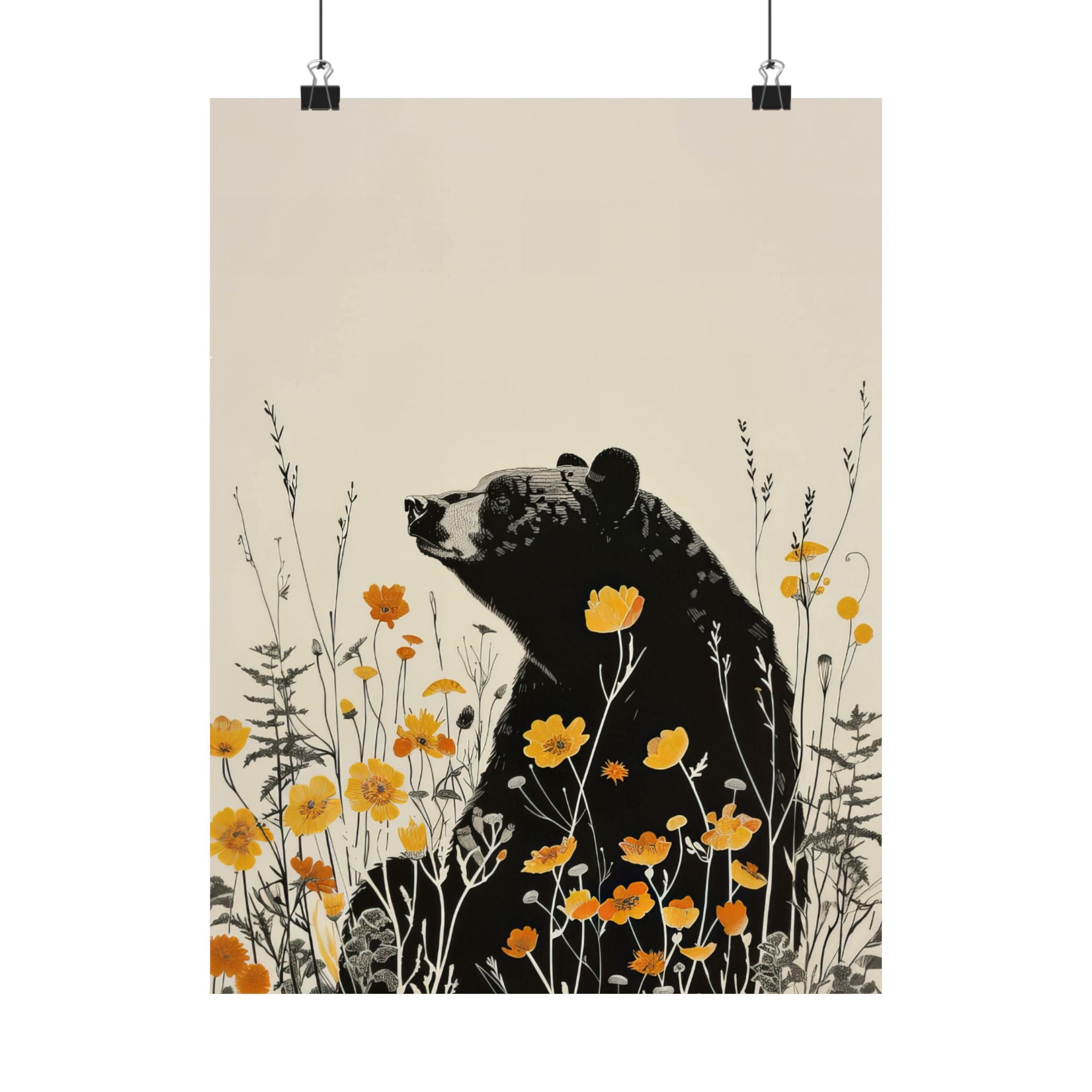 Black Bear in Wildflowers