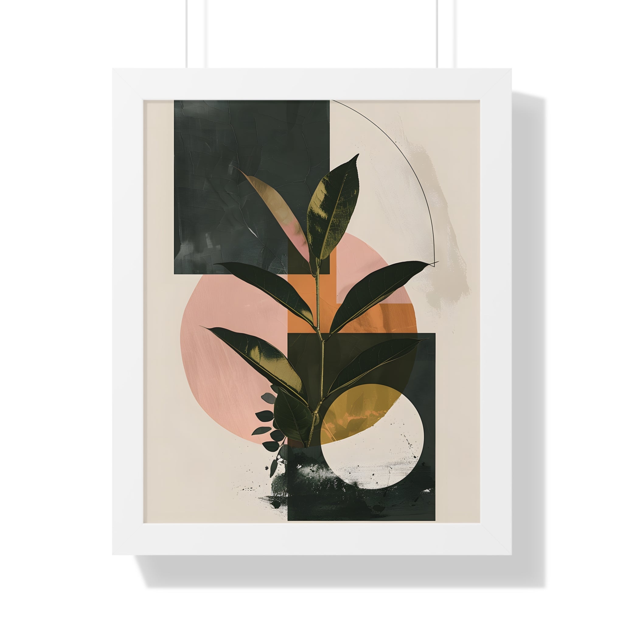 Framed Paper Print - Blush Geometry Leafscape