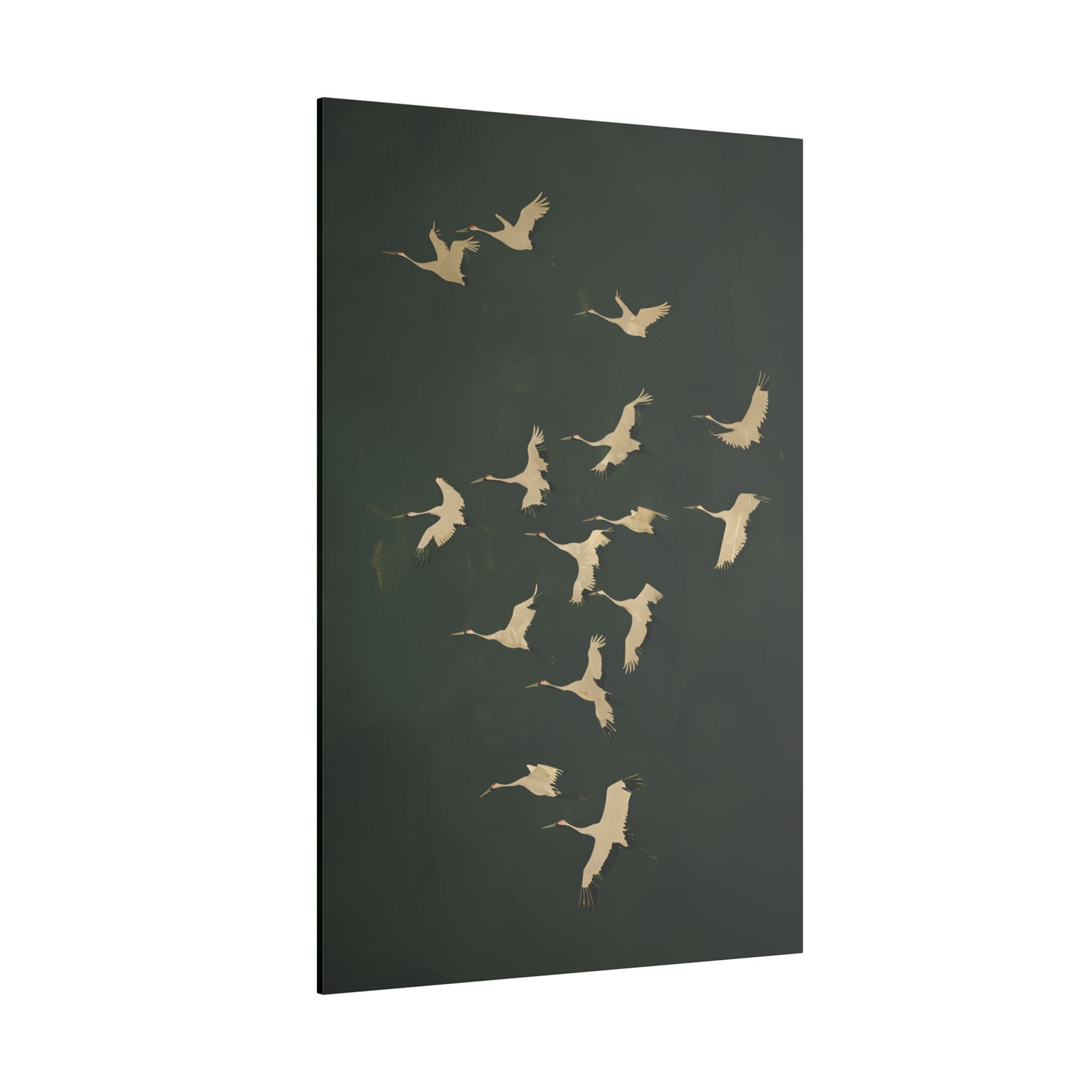 .75" Matte Canvas - Emerald Sky Japanese Cranes