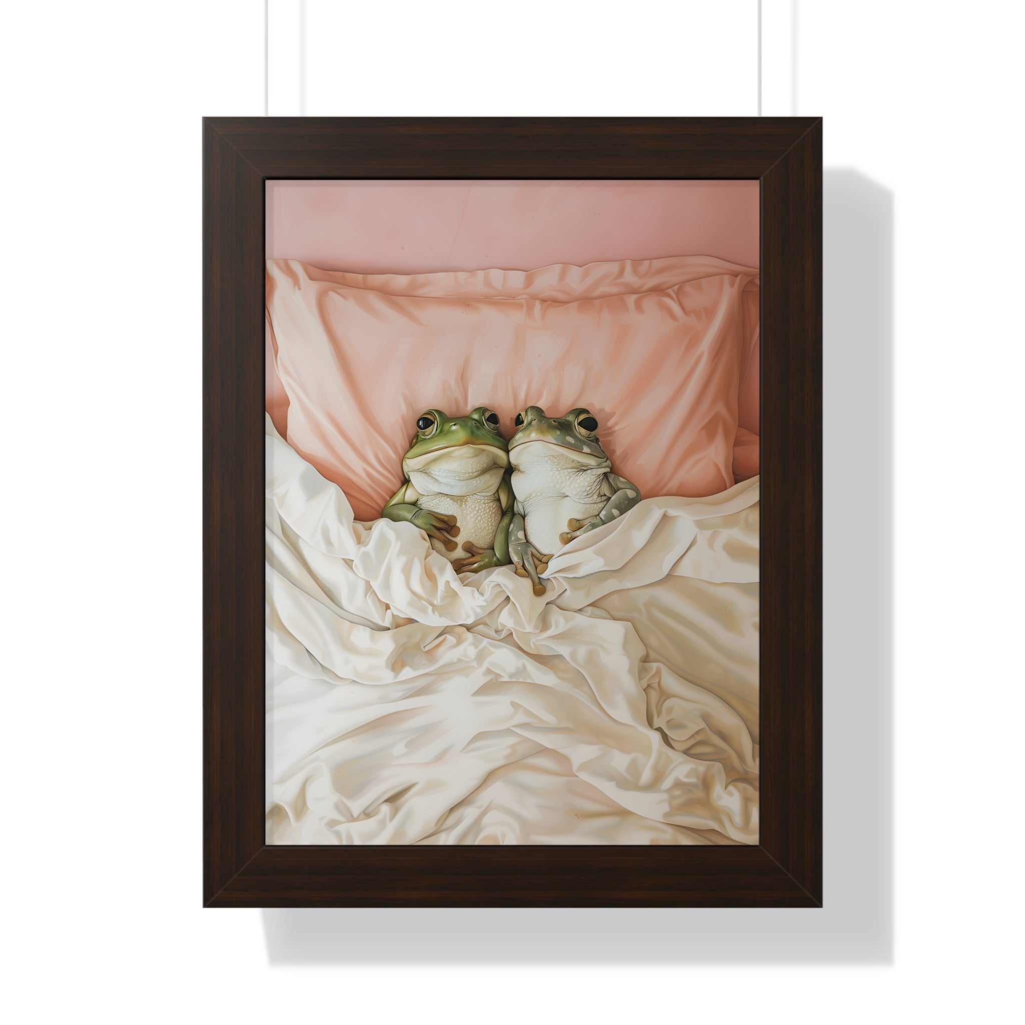 Framed Paper Print - Cozy Frogs Romantic Bliss