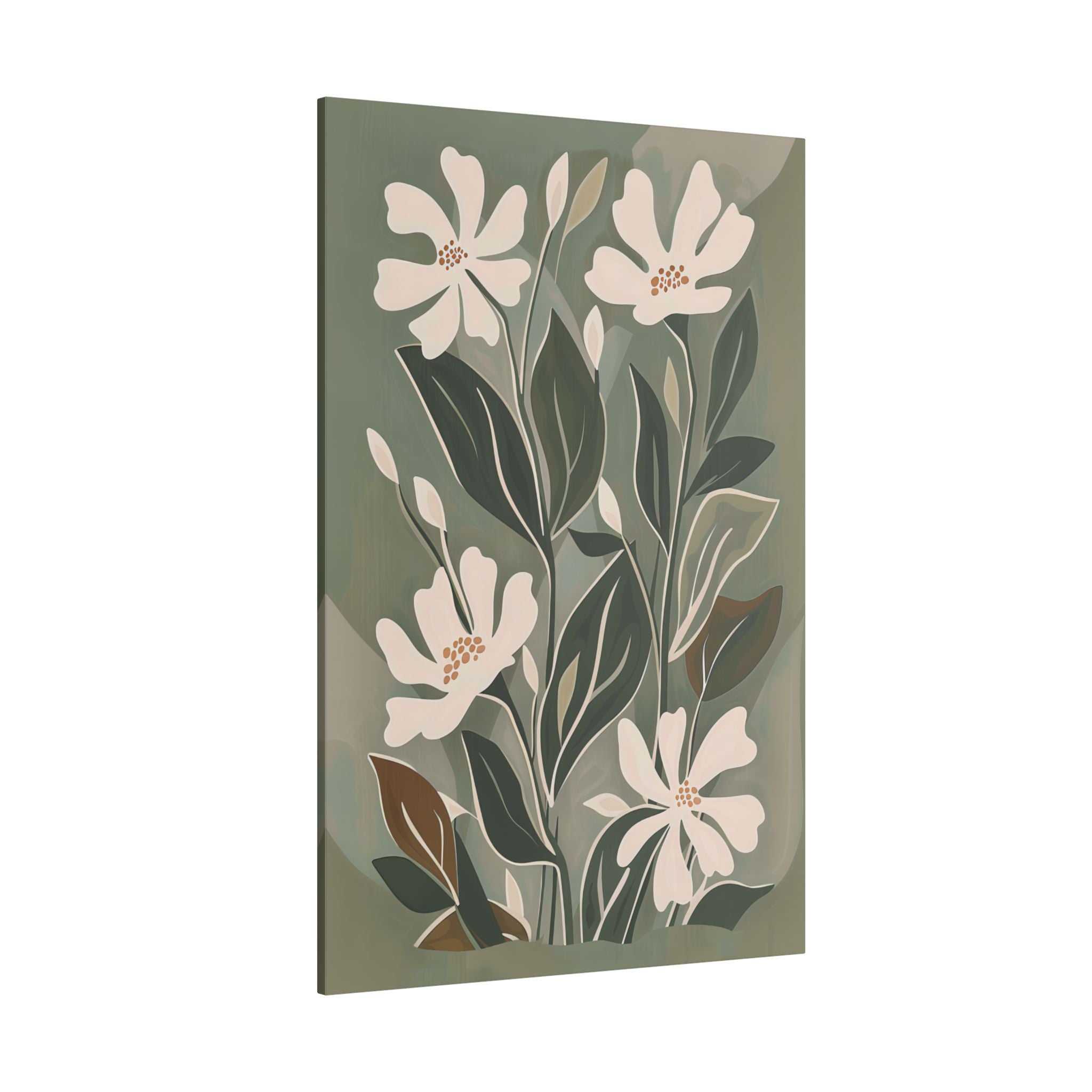 .75" Matte Canvas - Cream Blooms on Sage Leaves