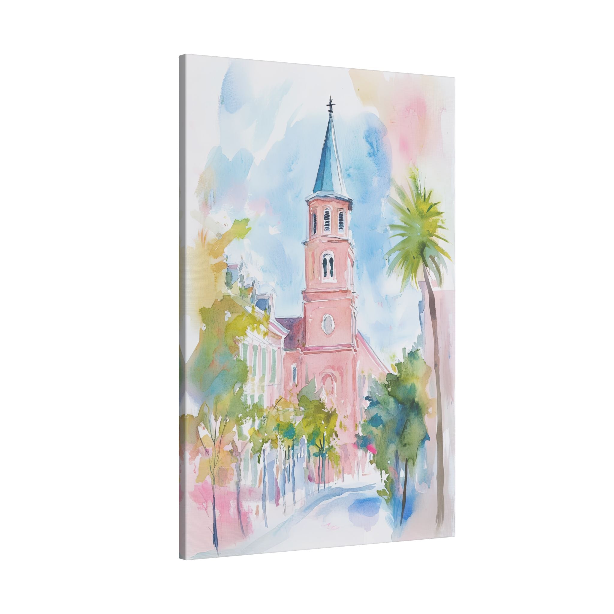 .75" Matte Canvas - Charleston Steeple in Pastel Haze