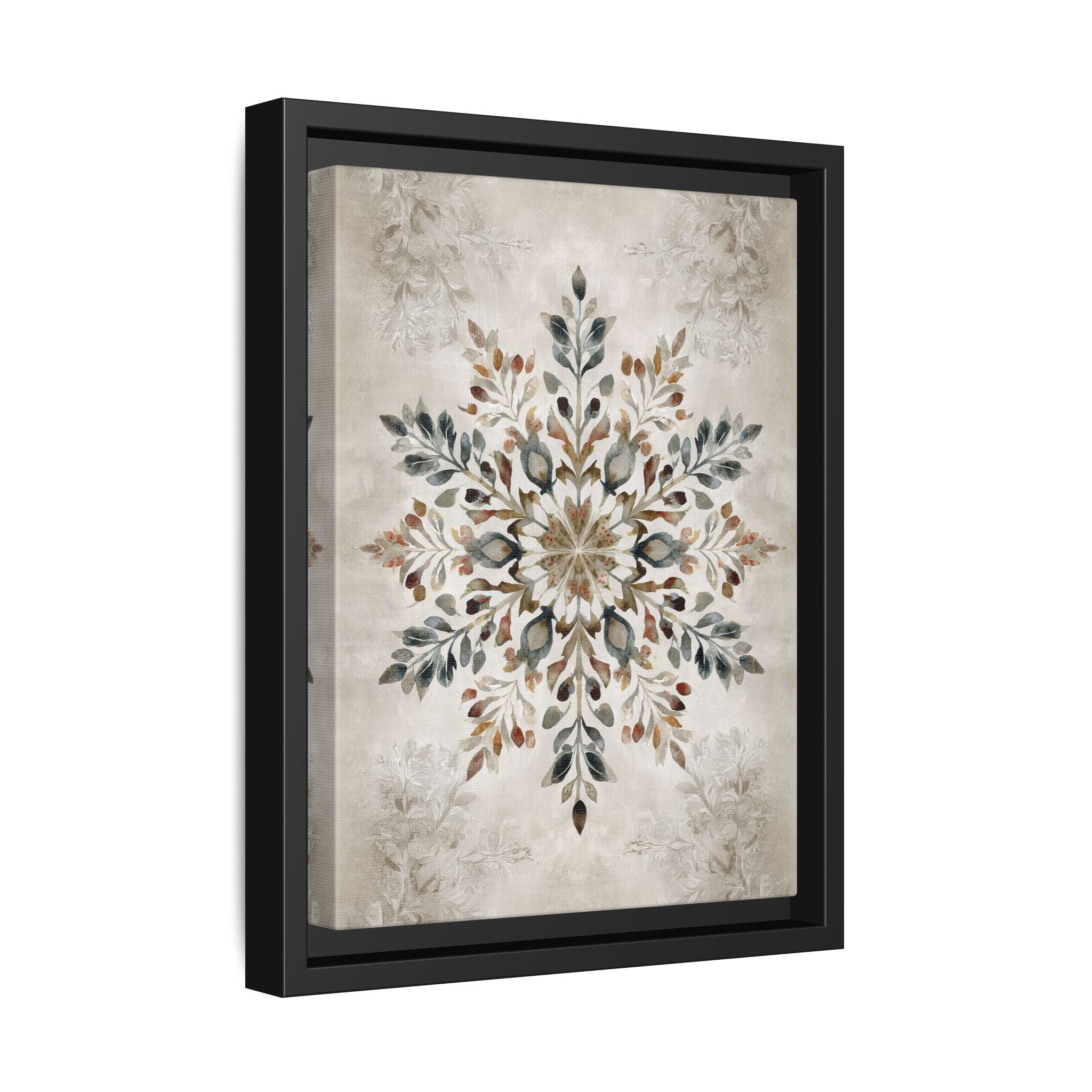 Framed Canvas - Nordic Botanical Snowflake