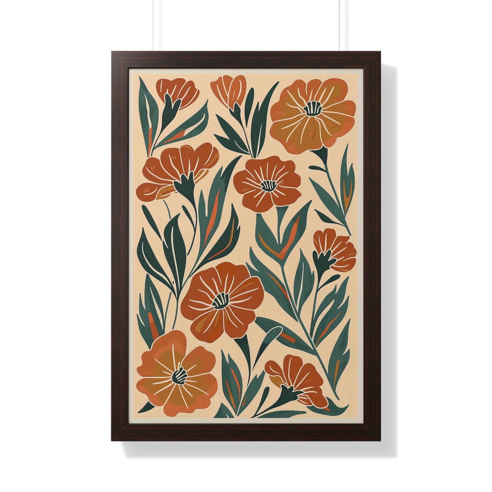 Framed Paper Print - Burnt Orange Boho Blossoms