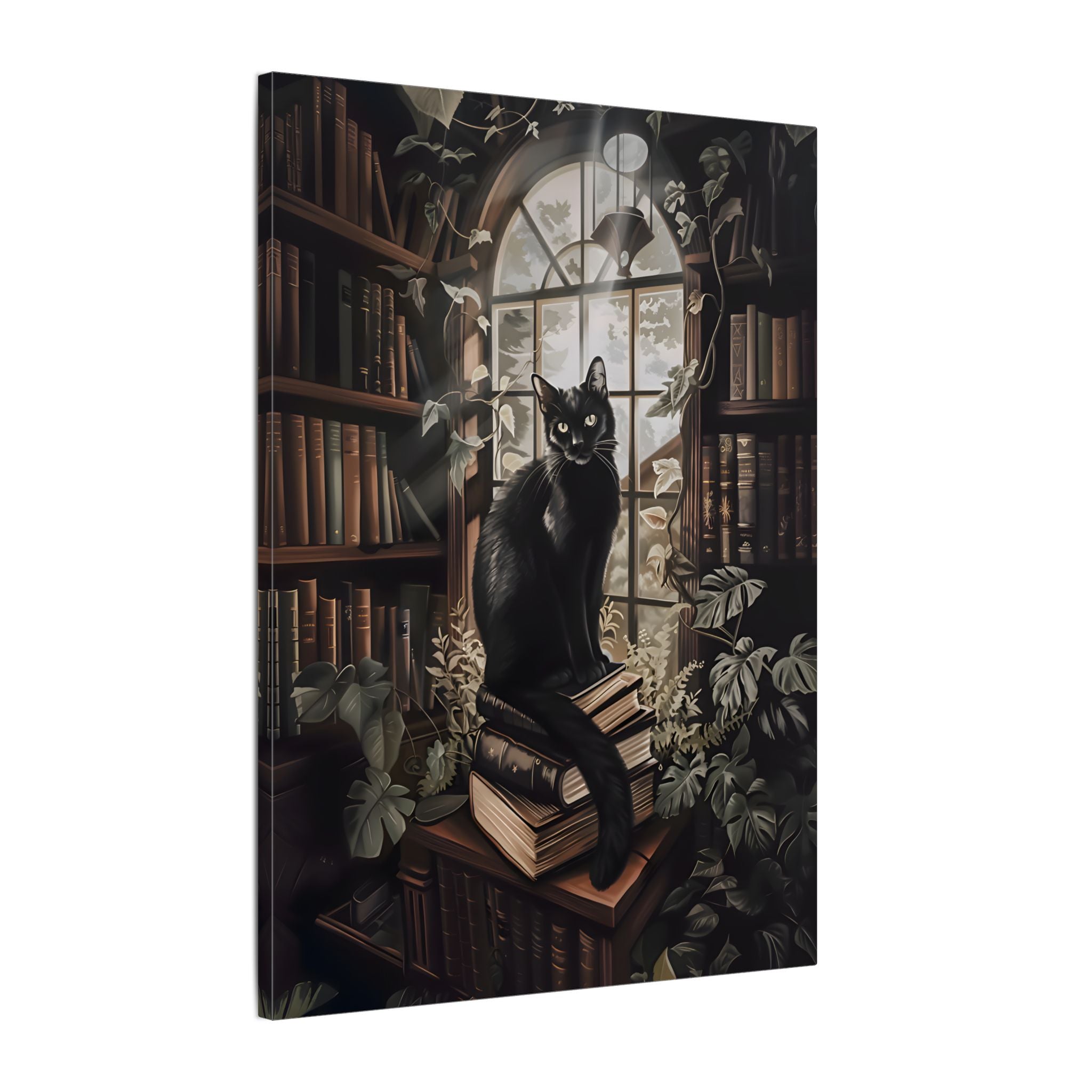 .75" Matte Canvas - Book Hoarder Feline Gaze