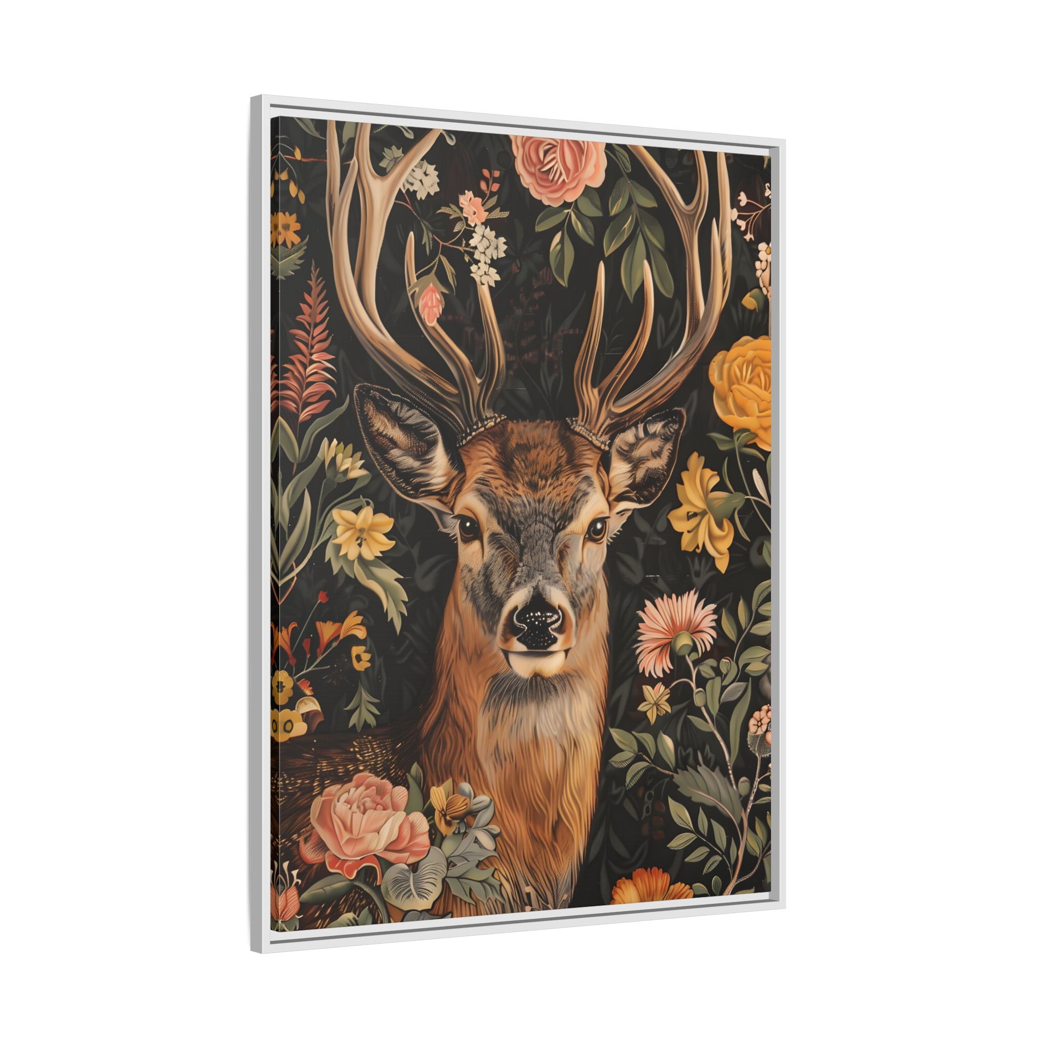 Framed Canvas - Floral Deer Majesty