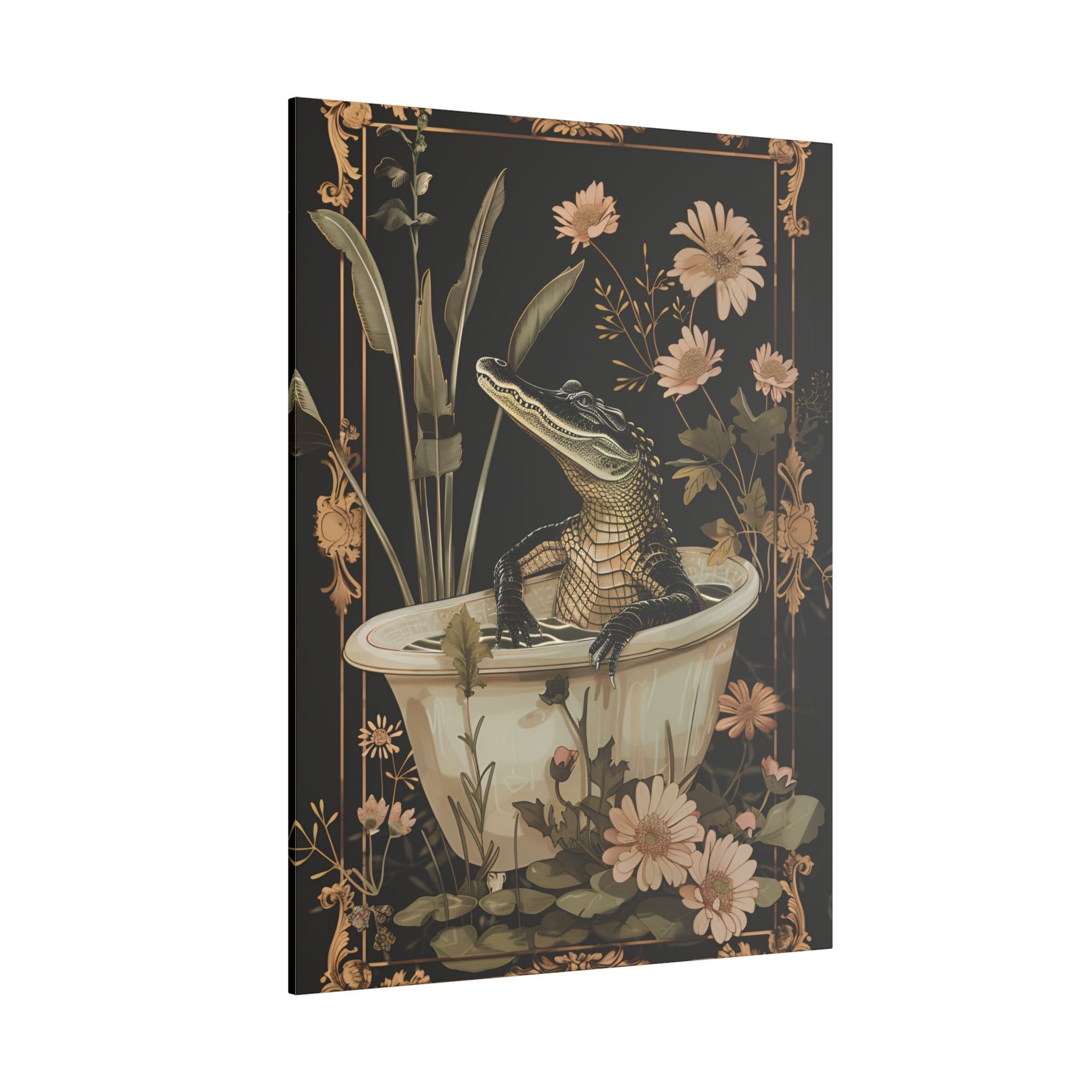 .75" Matte Canvas - Crocodile in Bloom Bath Bliss