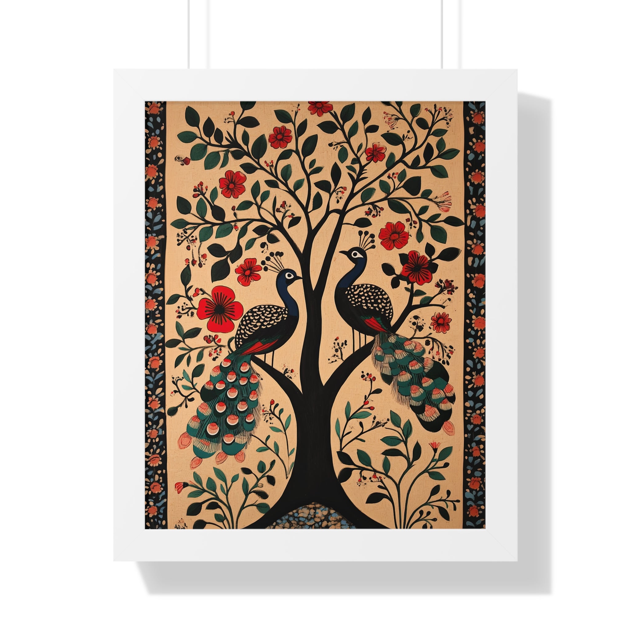 Framed Paper Print - Lovers Under Blooming Canopy