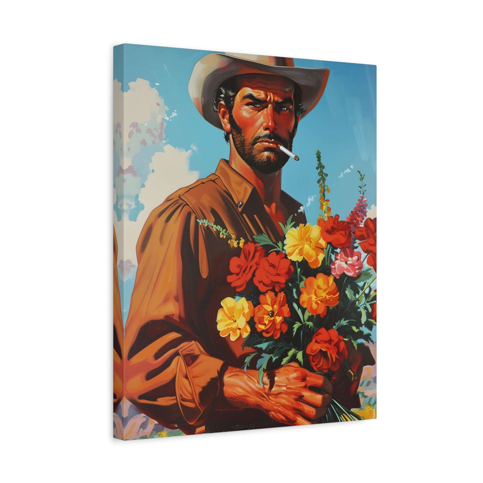 1.25" Matte Canvas - Rugged Blooms Cowboy