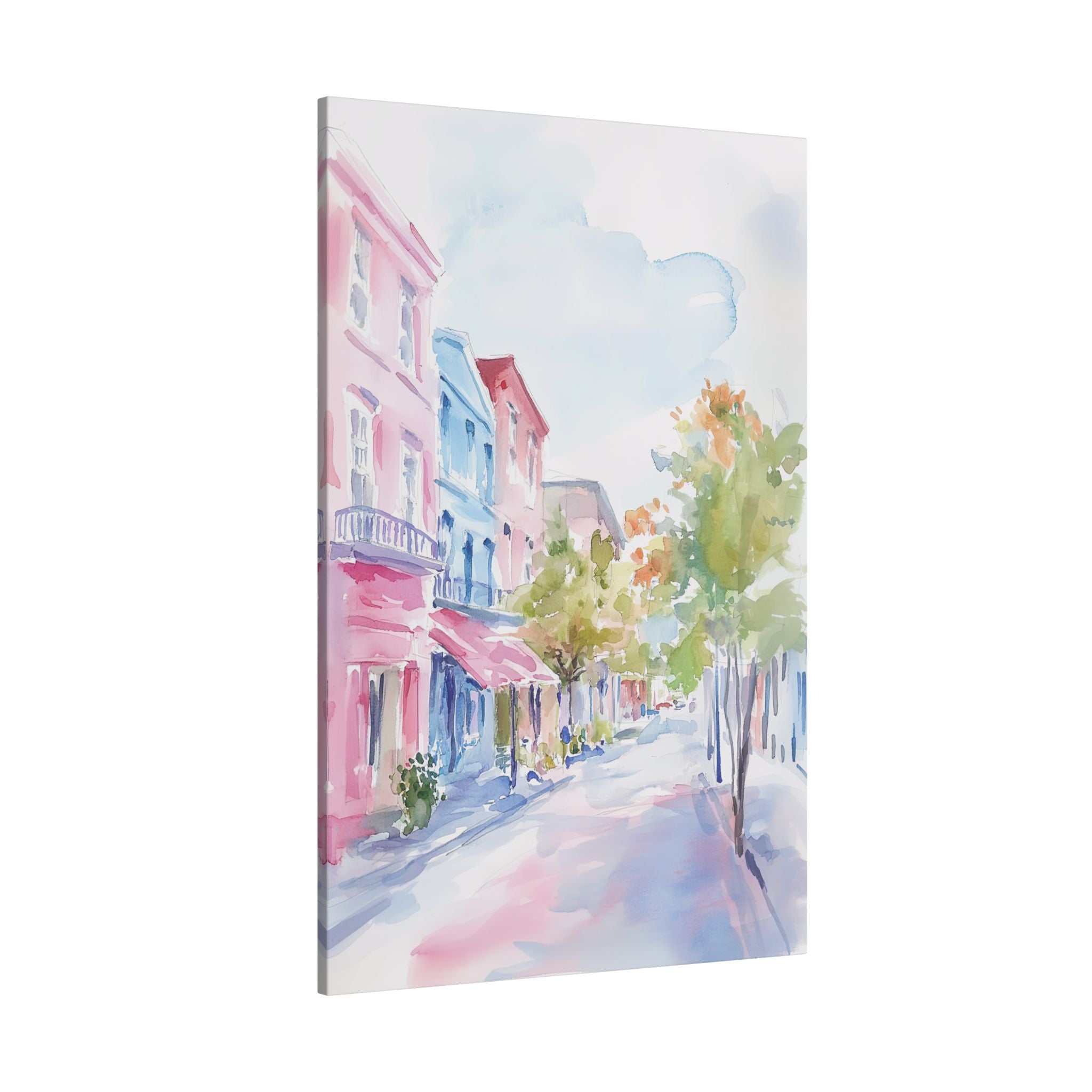 .75" Matte Canvas - Pastel Charleston Street Scene