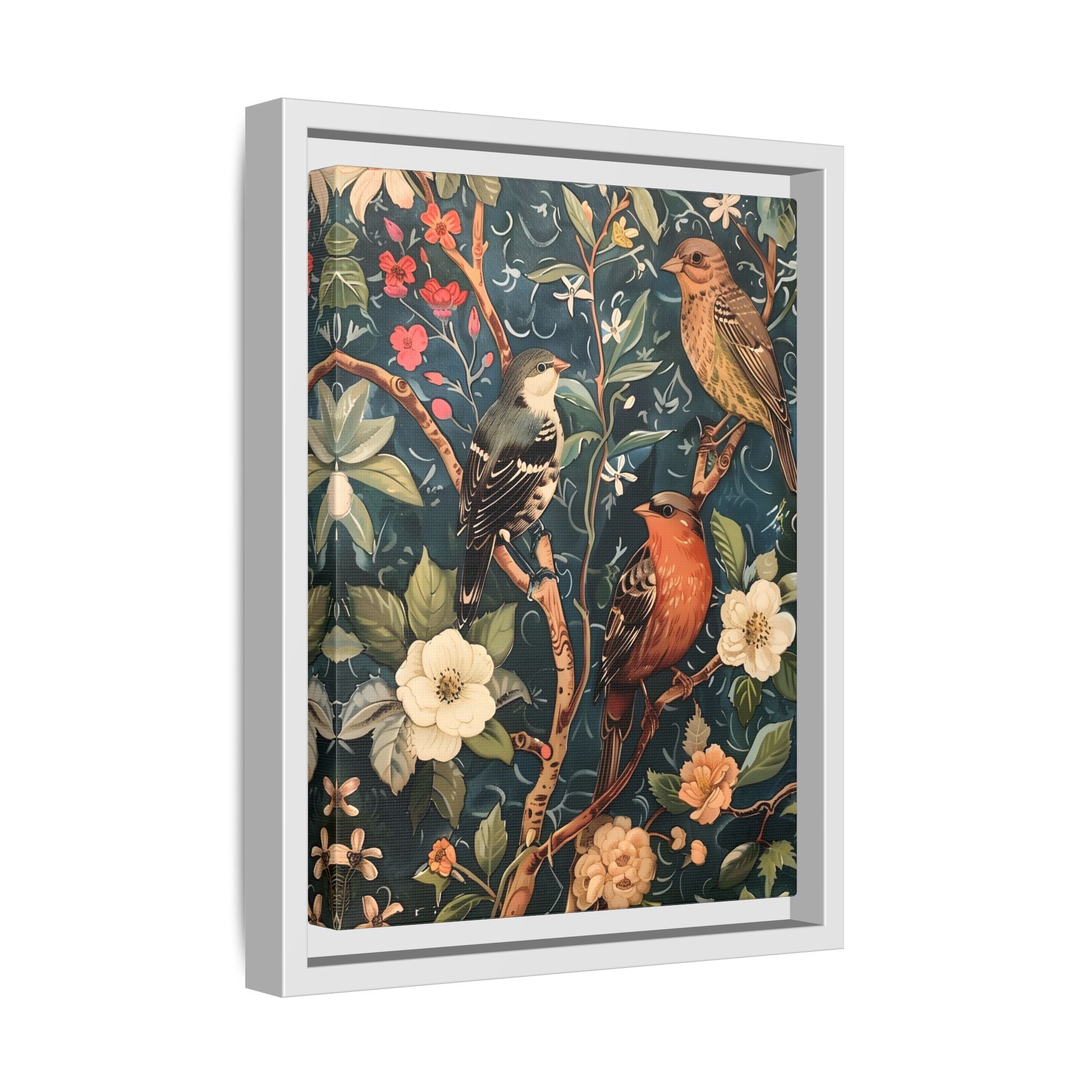 Framed Canvas - Robin and Sparrow Symphony