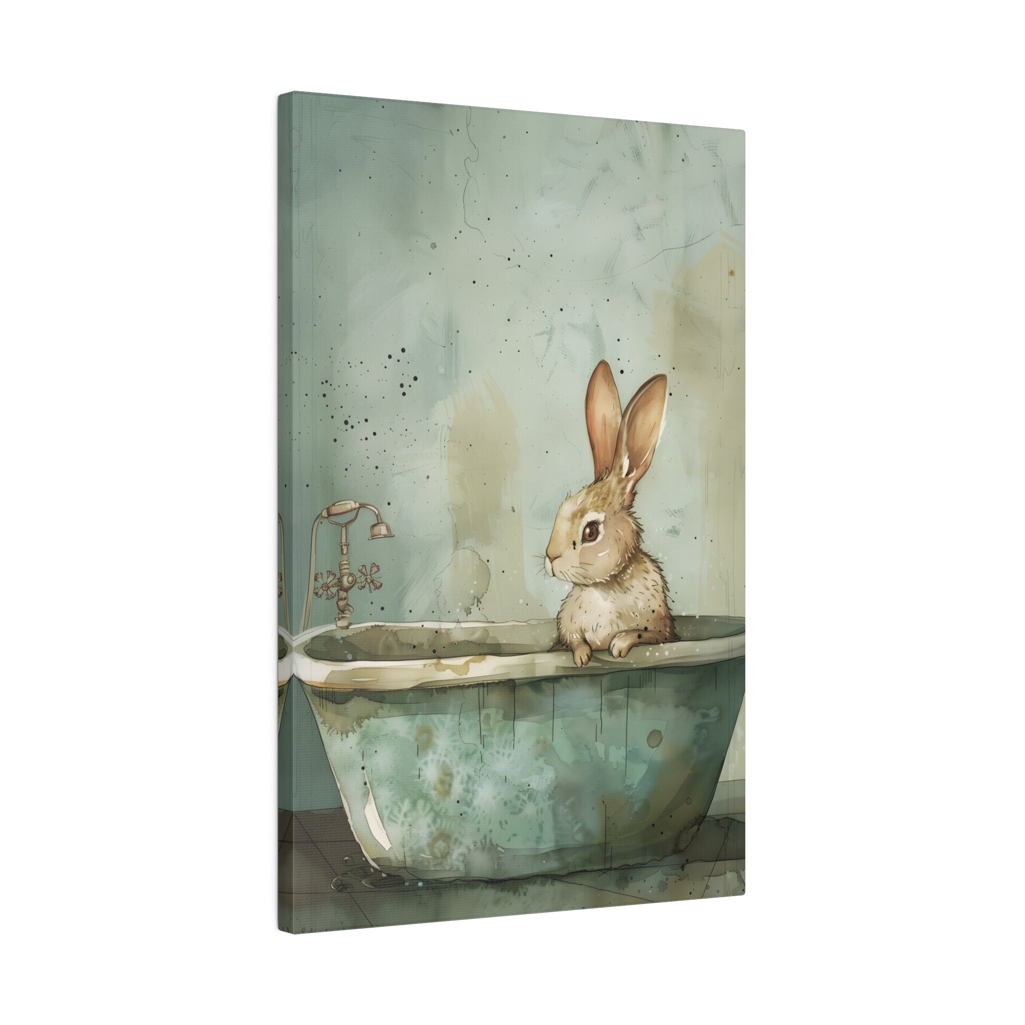 .75" Matte Canvas - Bunny Bath Day Whimsy