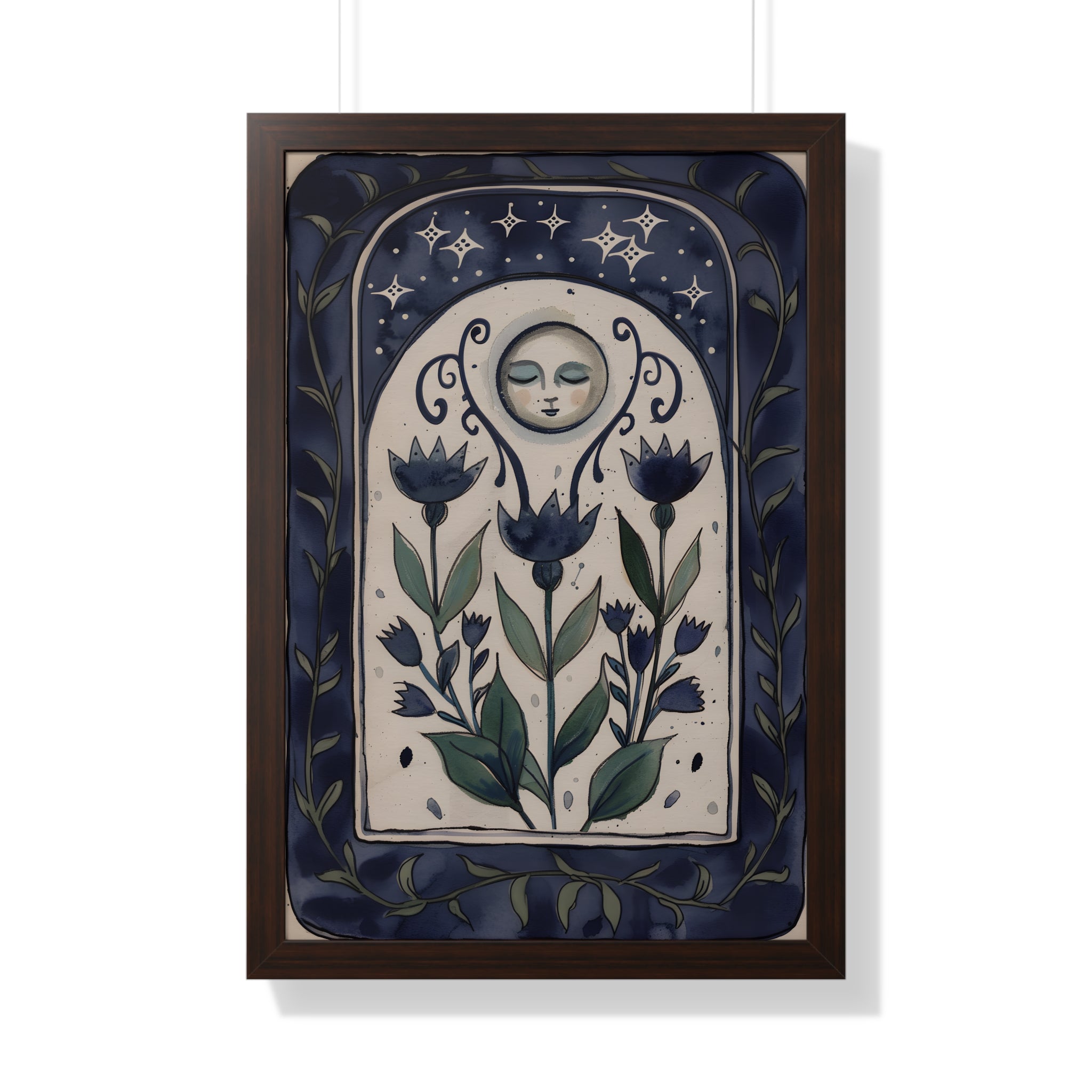 Framed Paper Print - Moonlit Folk Bloom Dream