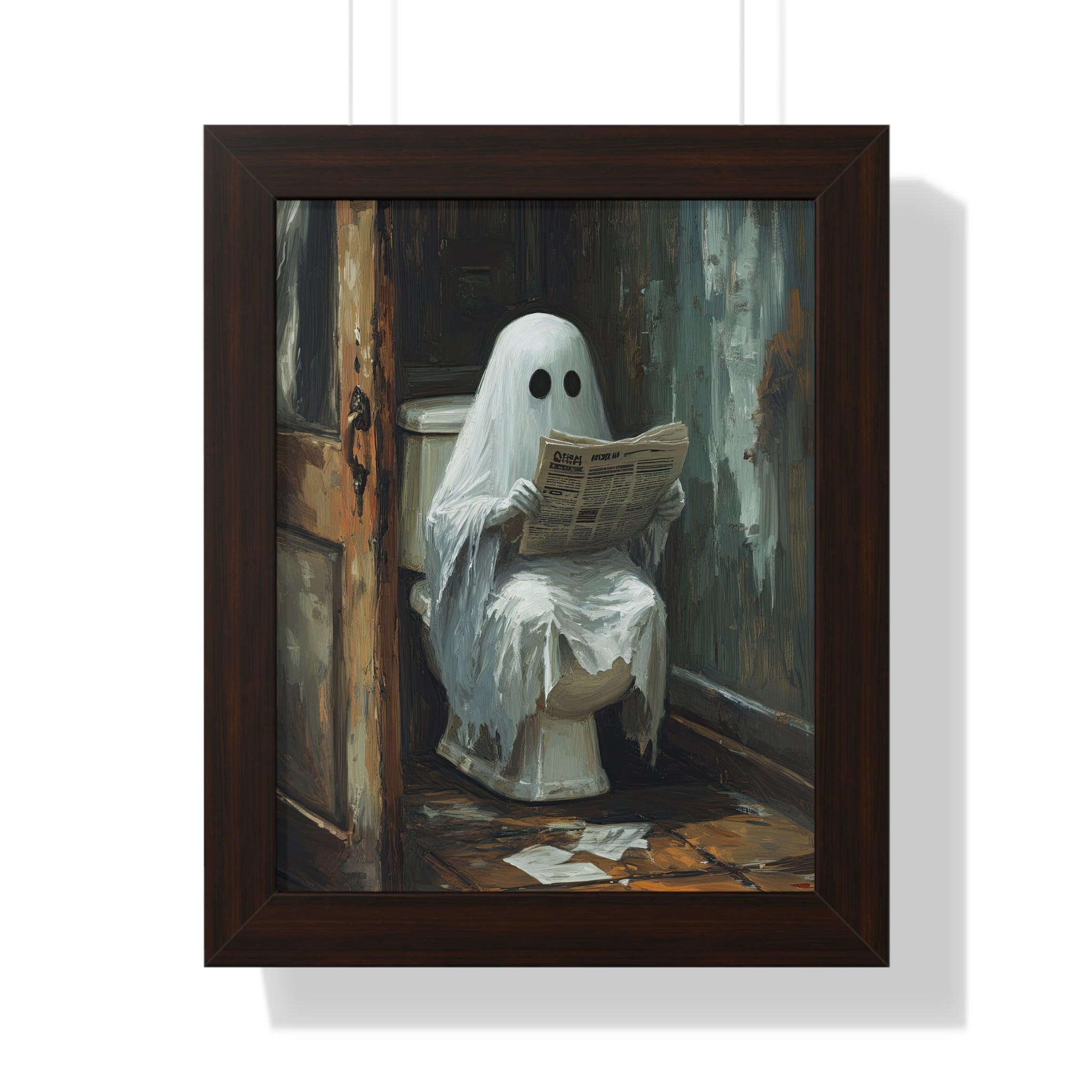 Framed Paper Print - Ghostly Bathroom Break