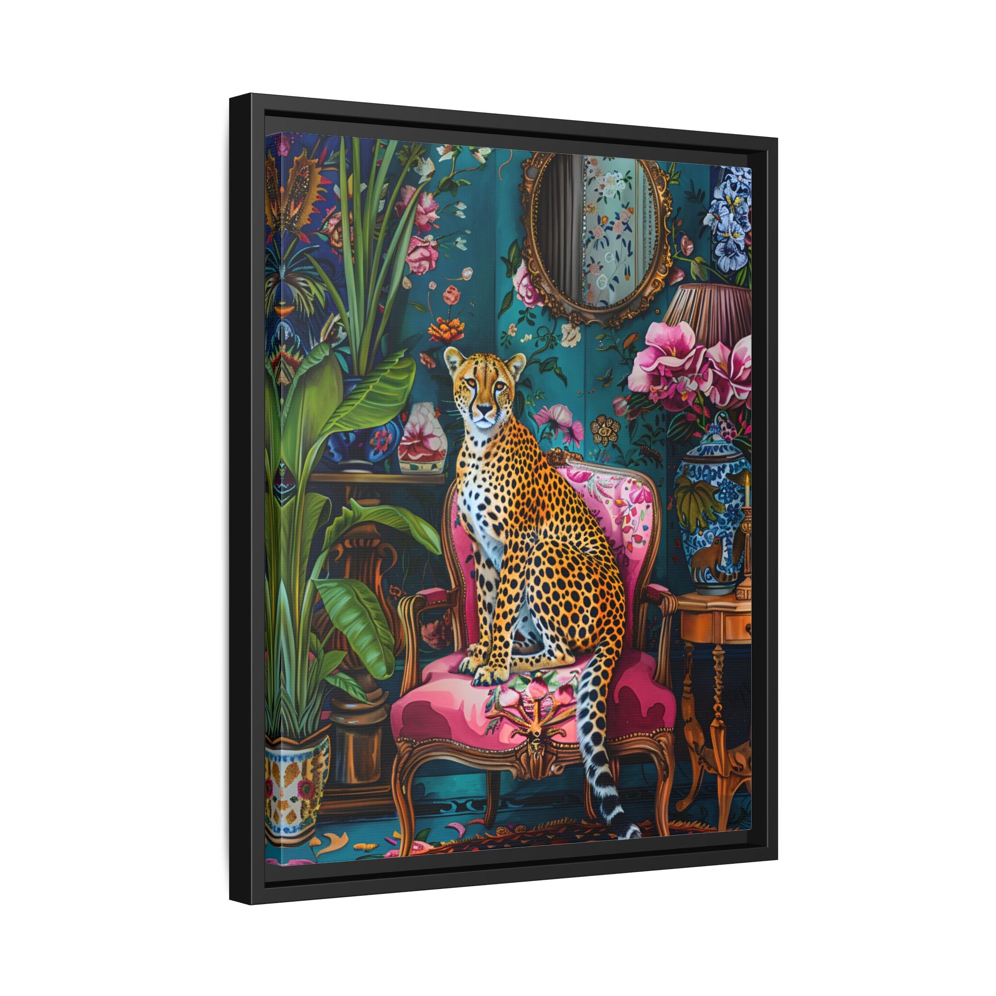 Framed Canvas - Regal Cheetah Reverie