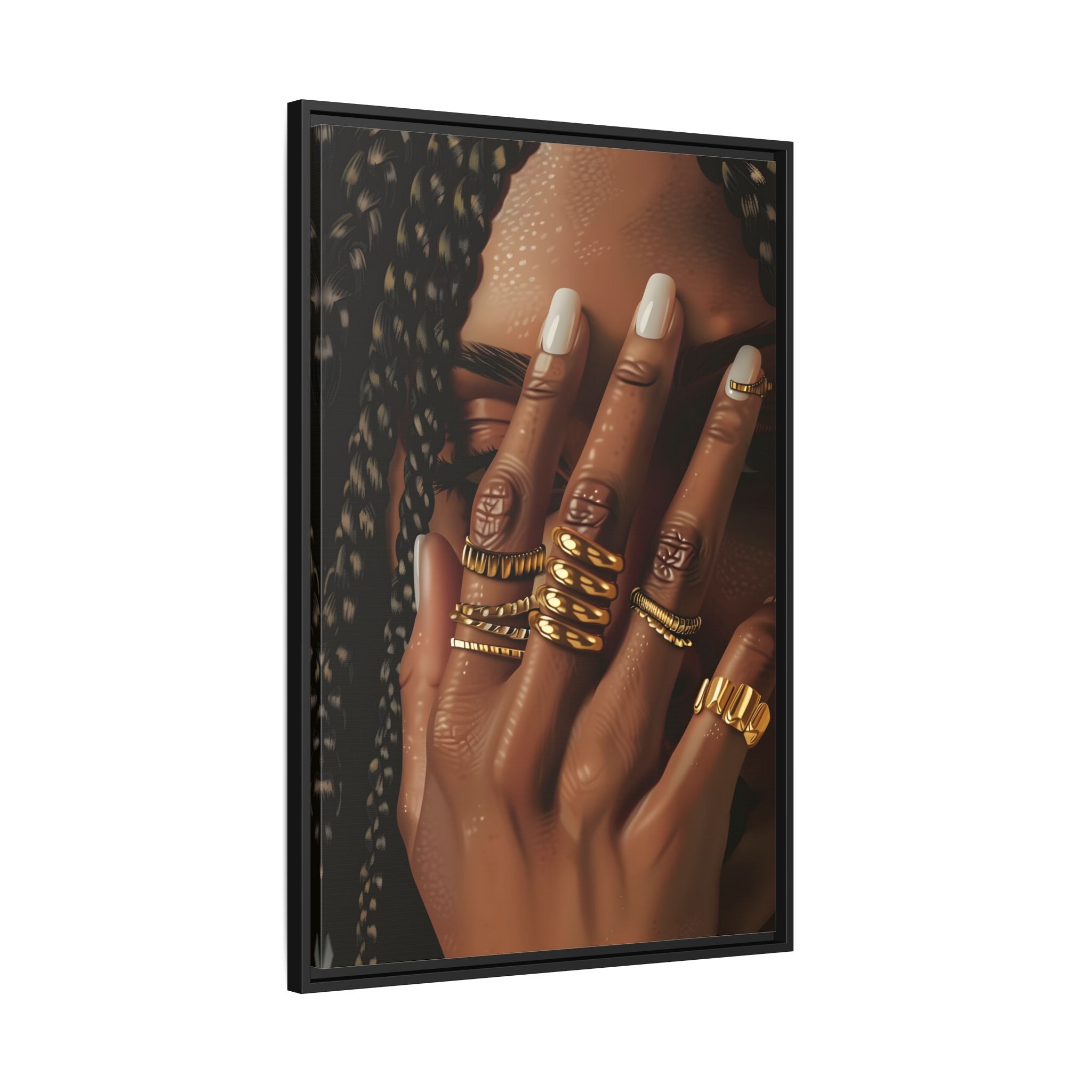 Framed Canvas - Braided Golden Ring Beauty