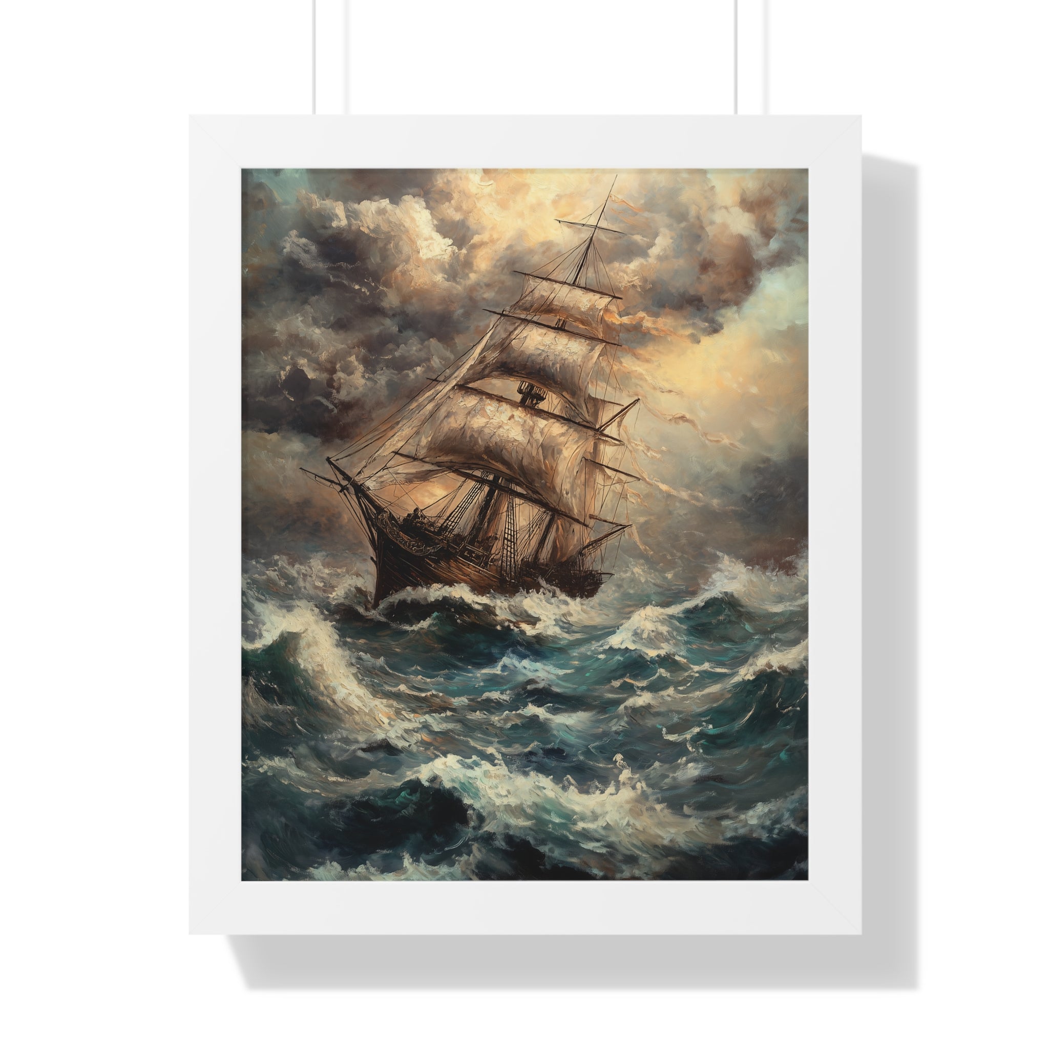 Framed Paper Print - Stormy Voyage Sailing Ship