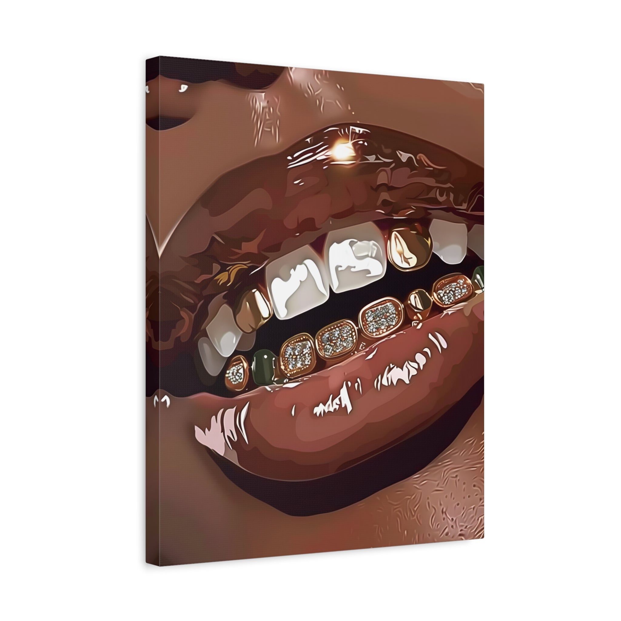 1.25" Matte Canvas - Golden Grill Smile