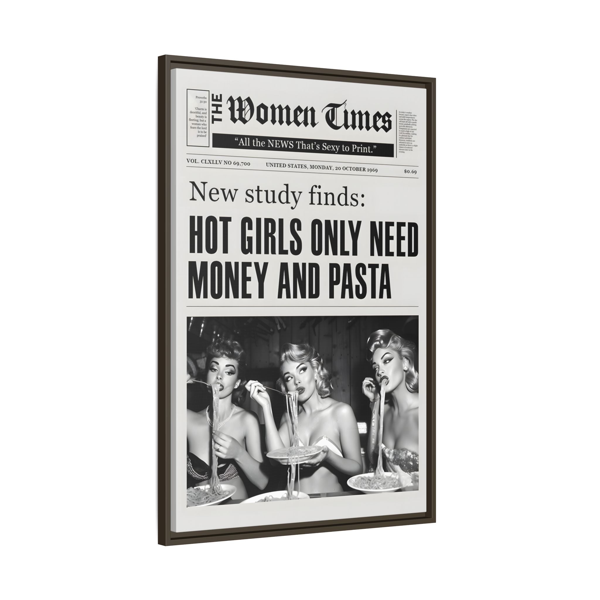 Framed Canvas - Retro Pasta Gazette
