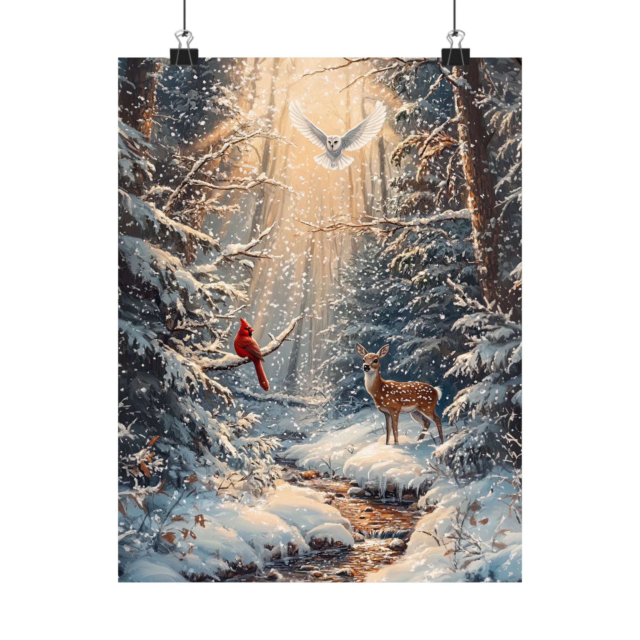 Winter Cardinal Deer Owl