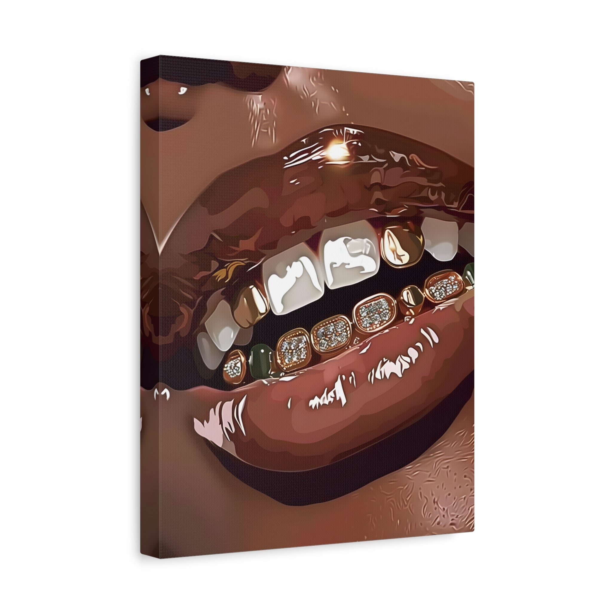 1.25" Matte Canvas - Golden Grill Smile