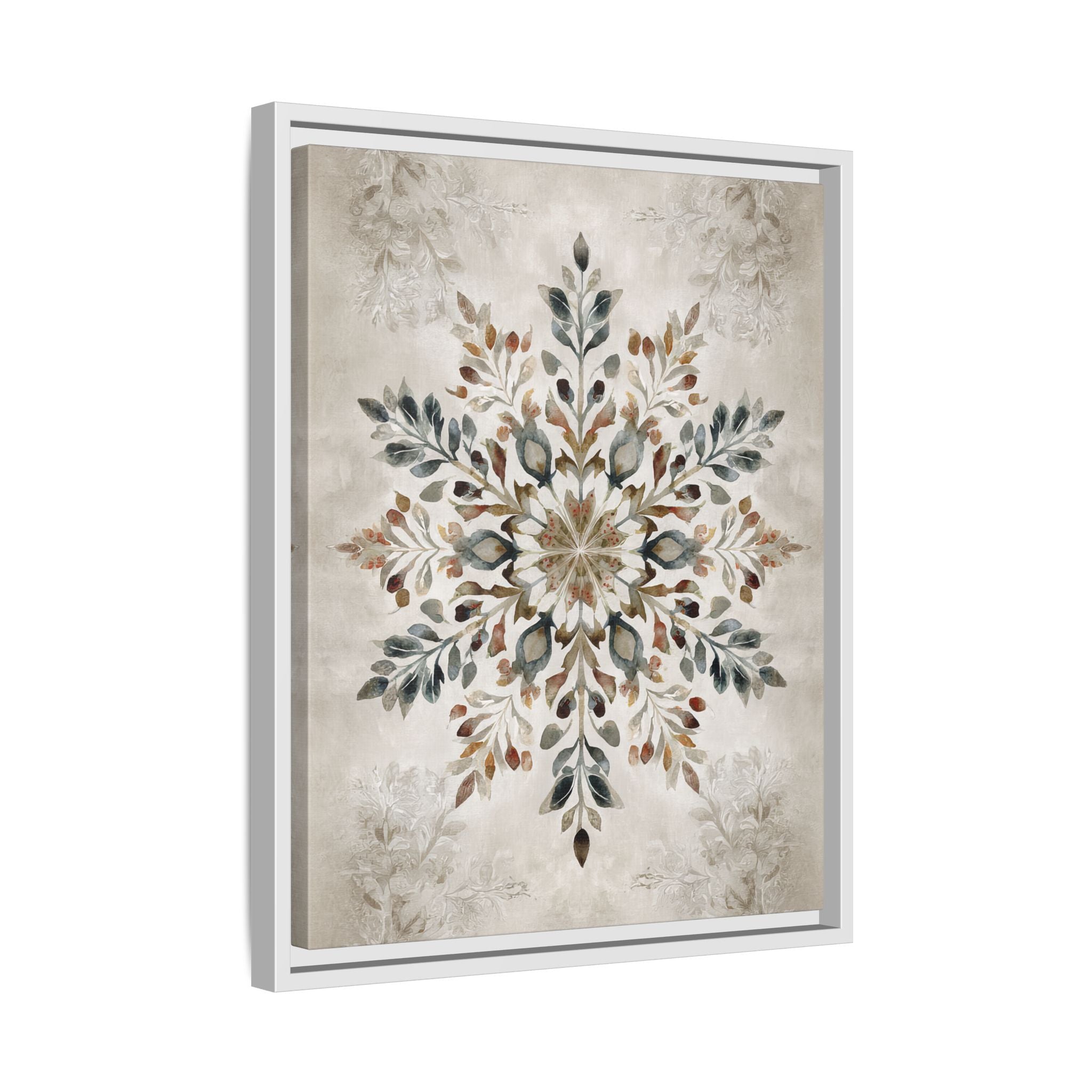 Framed Canvas - Nordic Botanical Snowflake